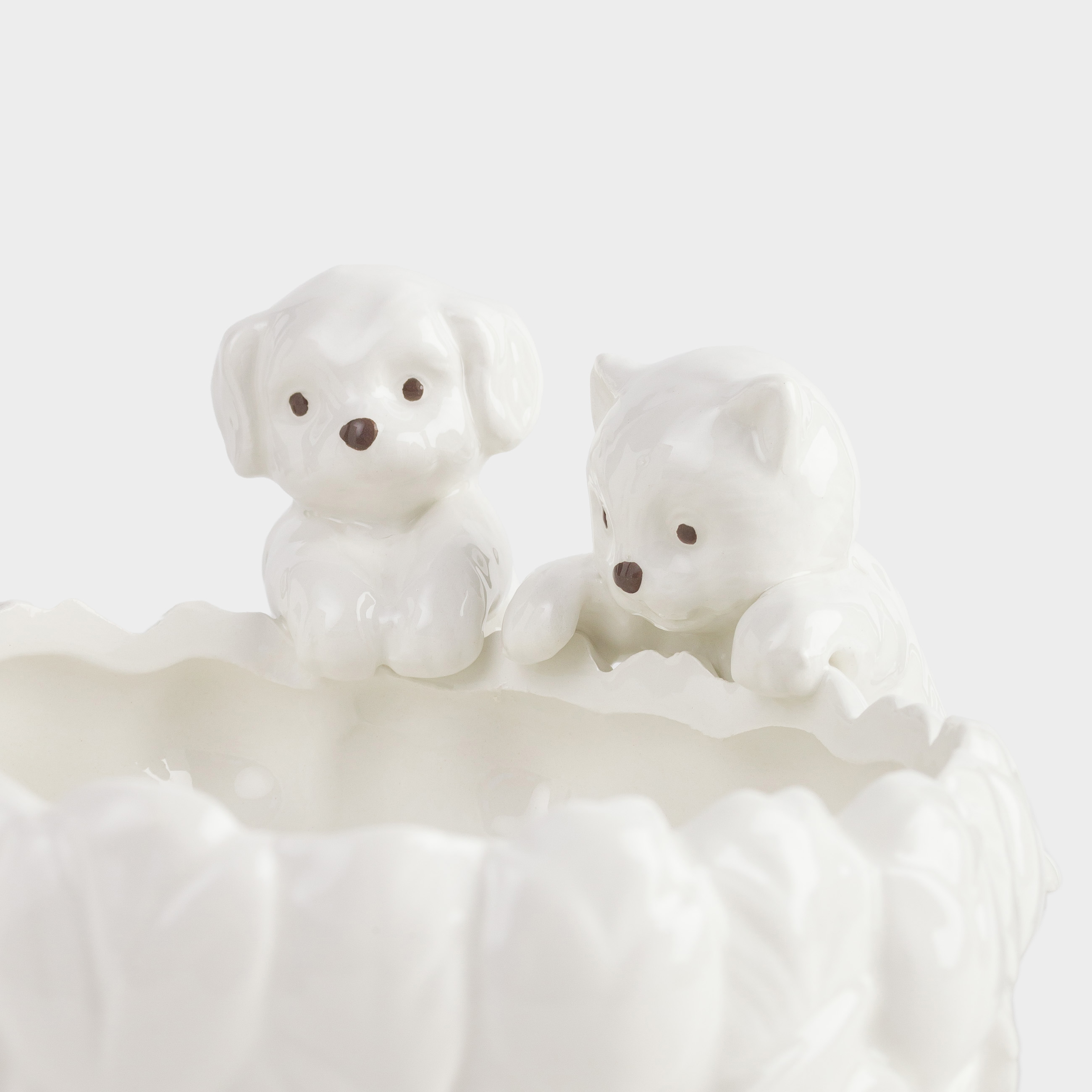 Candy bowl, 16x7 cm, ceramic, milky, Cat and dog with tulips, Tulip, image-5