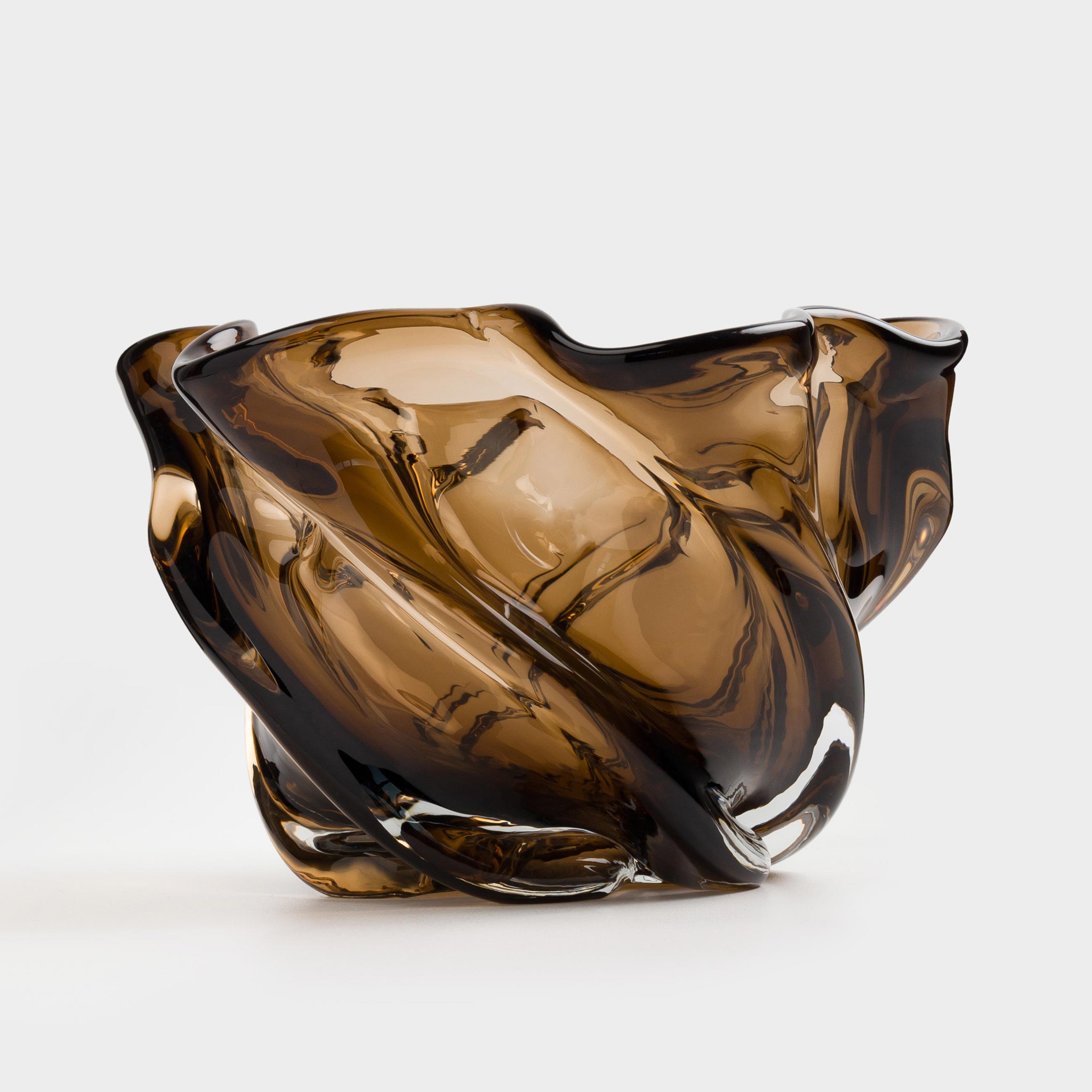 Fruit bowl, 22x14 cm, glass R, brown, Wiggly, image-1