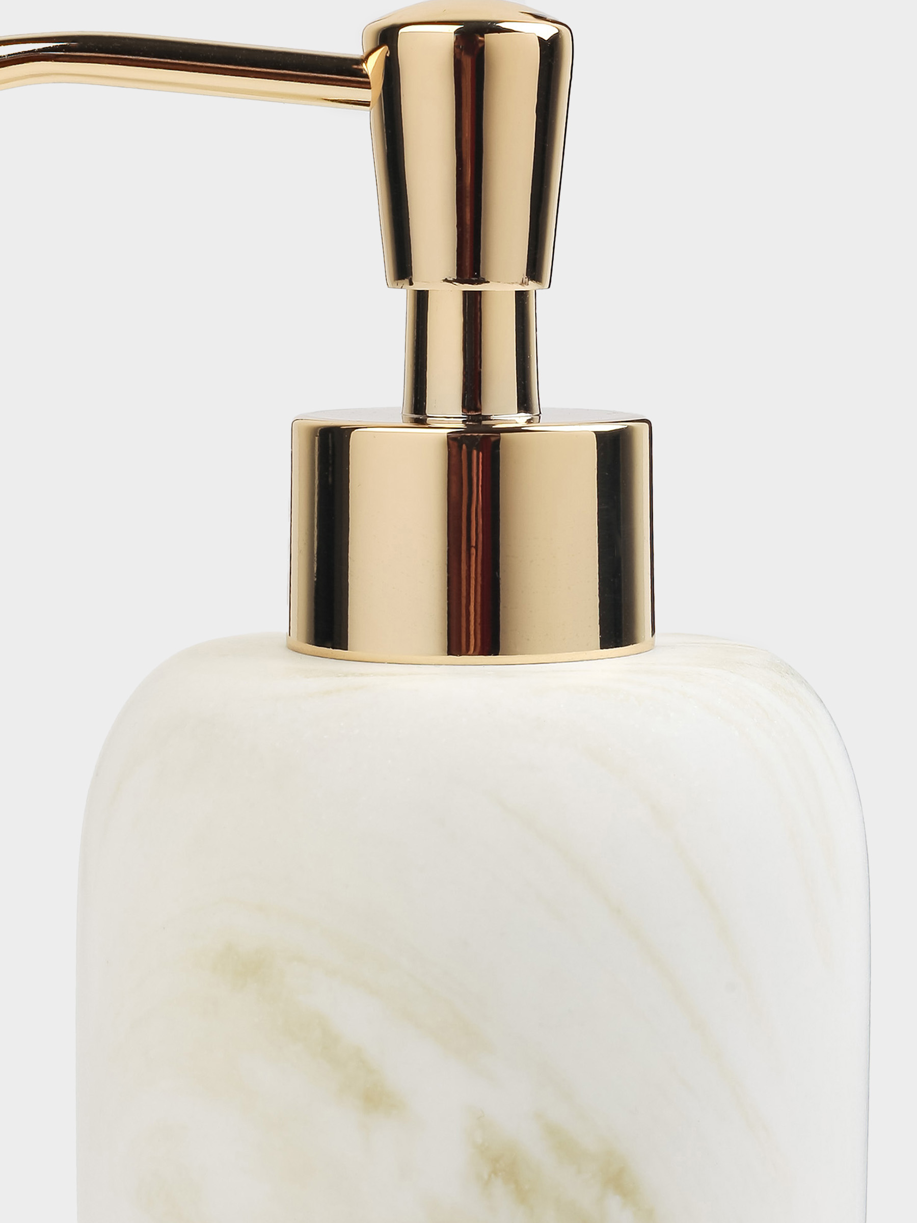 Liquid soap dispenser, 200 ml, polyresin / metal, white-gold, Marble, Dryad