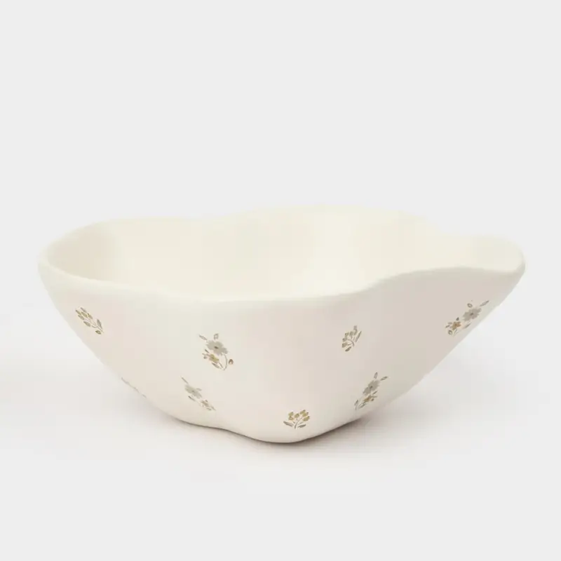 Bowl, 13x5 cm, ceramic, milky, Vintage flowers, La flore ,image-0