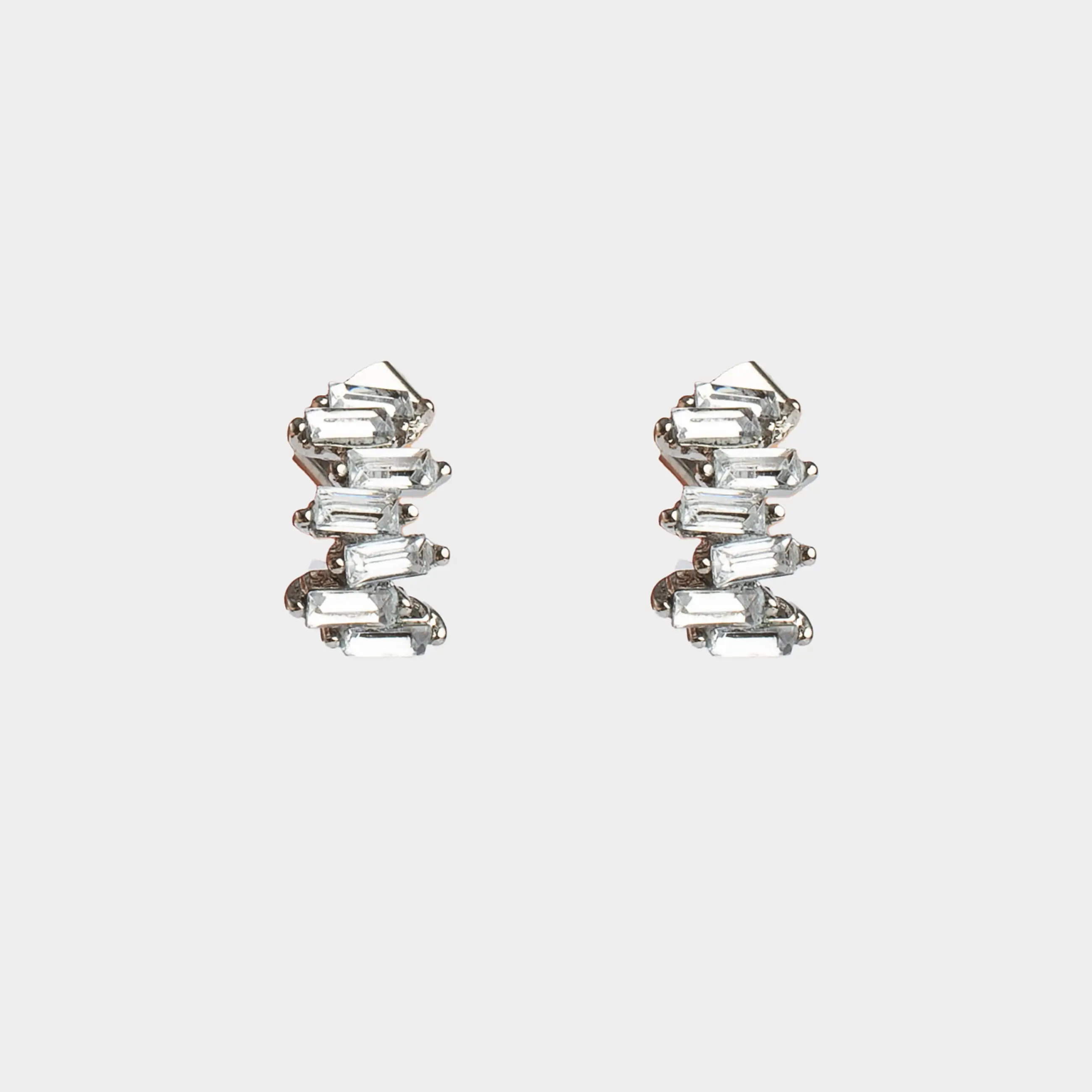Stud earrings, 1 cm, 2 pieces, metal / acrylic, silver, Crystals, Jewelry crystal