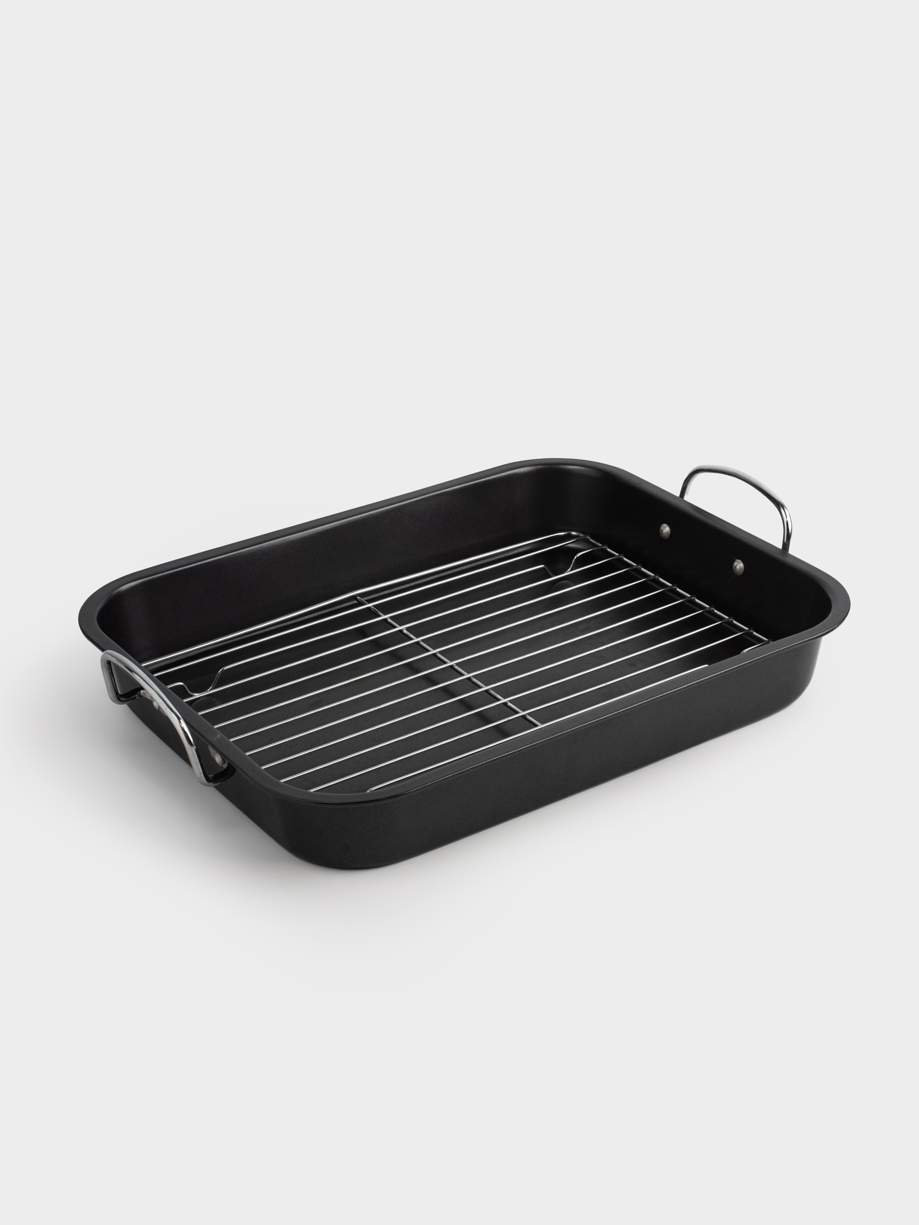 Baking tray, 37x29 cm, with handles and grill, coated, steel, black, BBQ, image-4