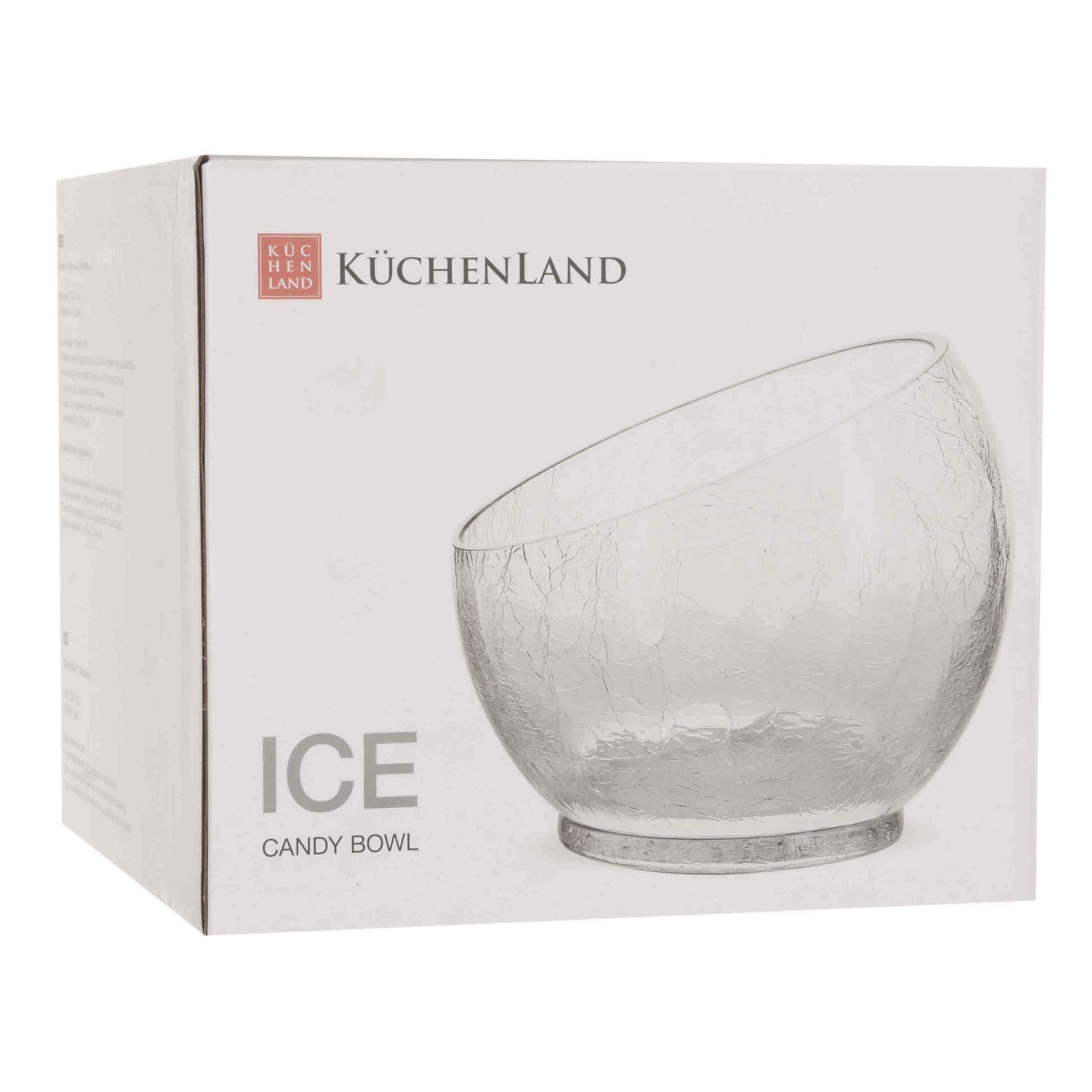 Candy bowl, 12x15 cm, glass, Craquelure, Ice