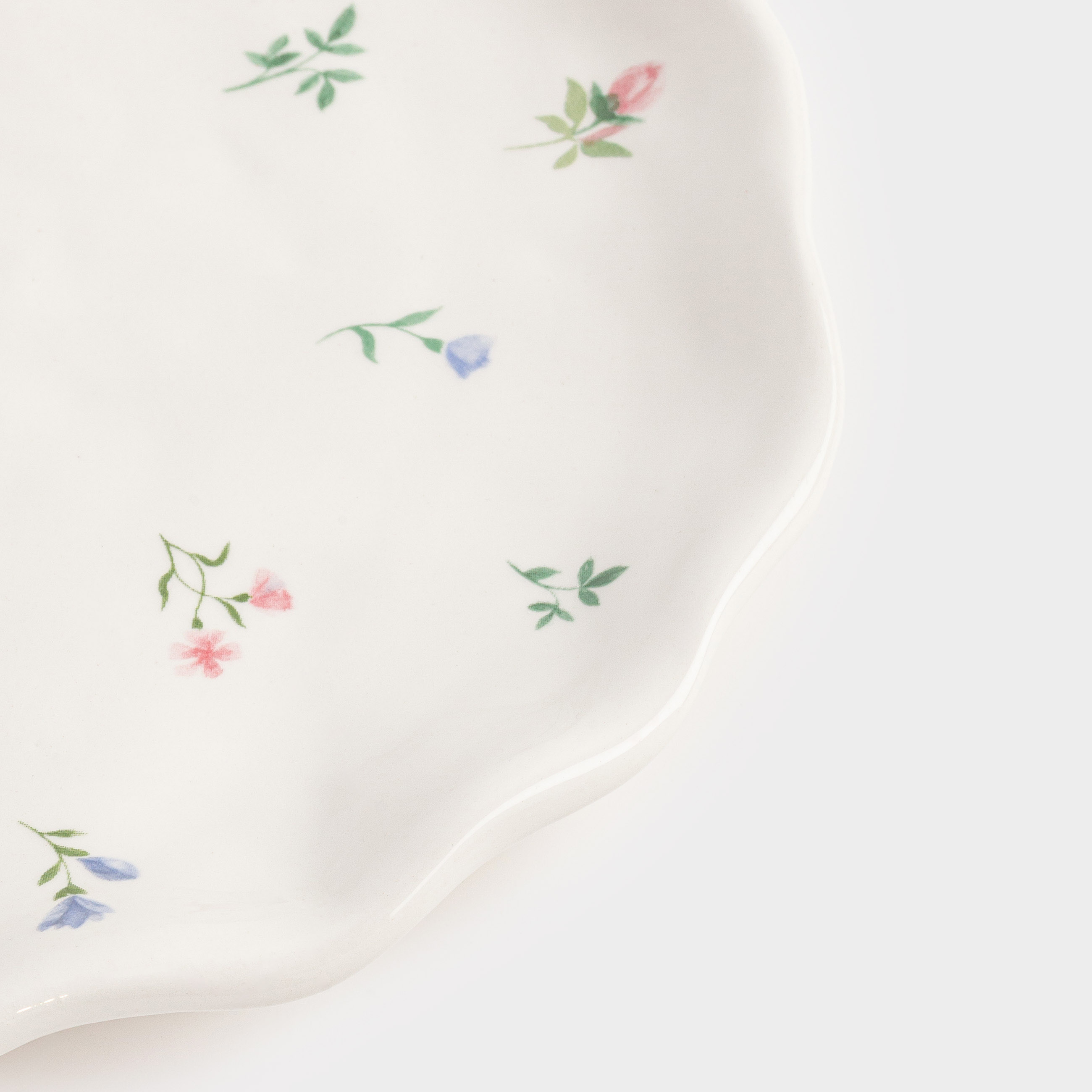 Dish, 23 cm, ceramic, milky, Flowers, El flora