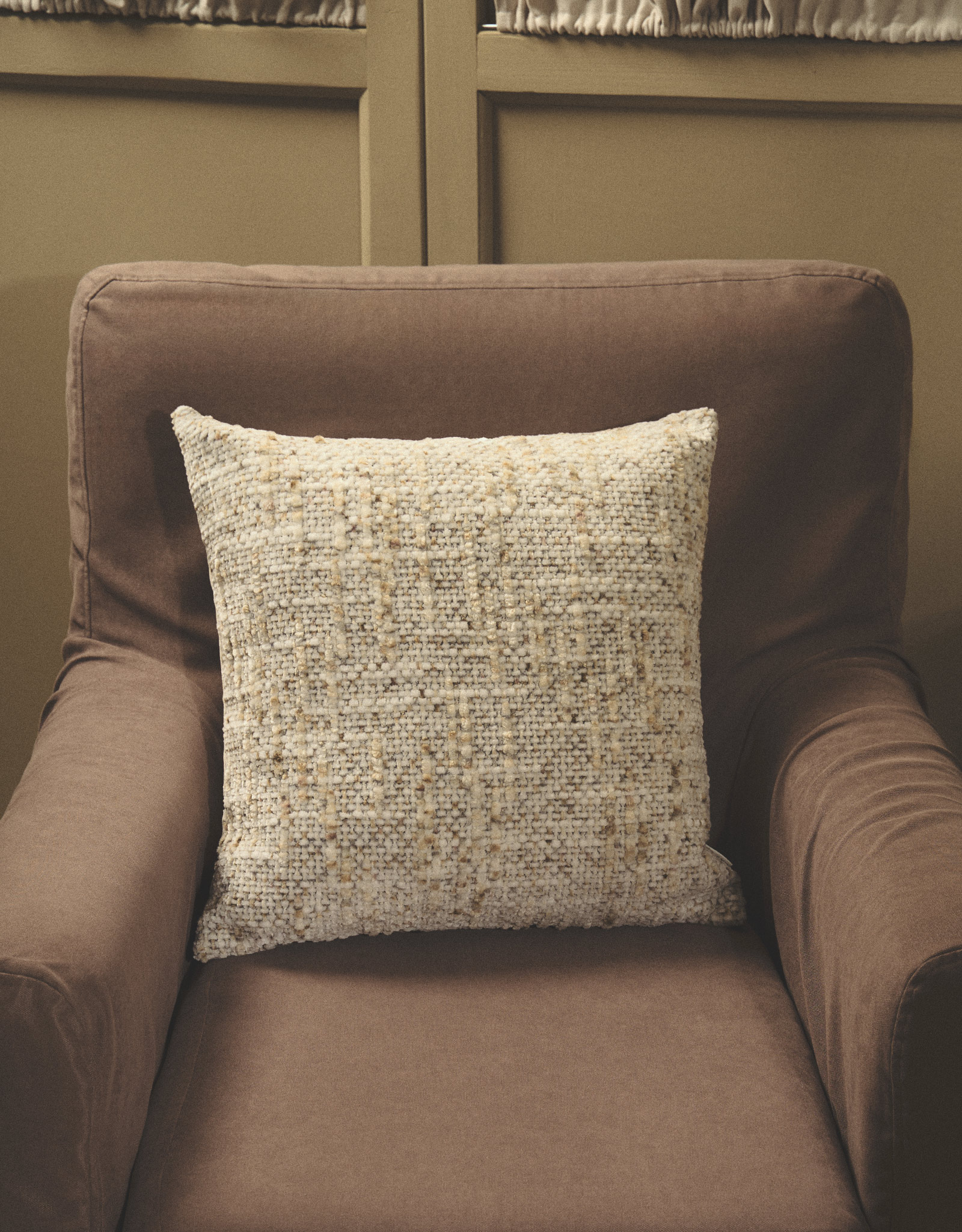 Decorative pillow, 45x45 cm, velvet, beige, Nordkap, image-7