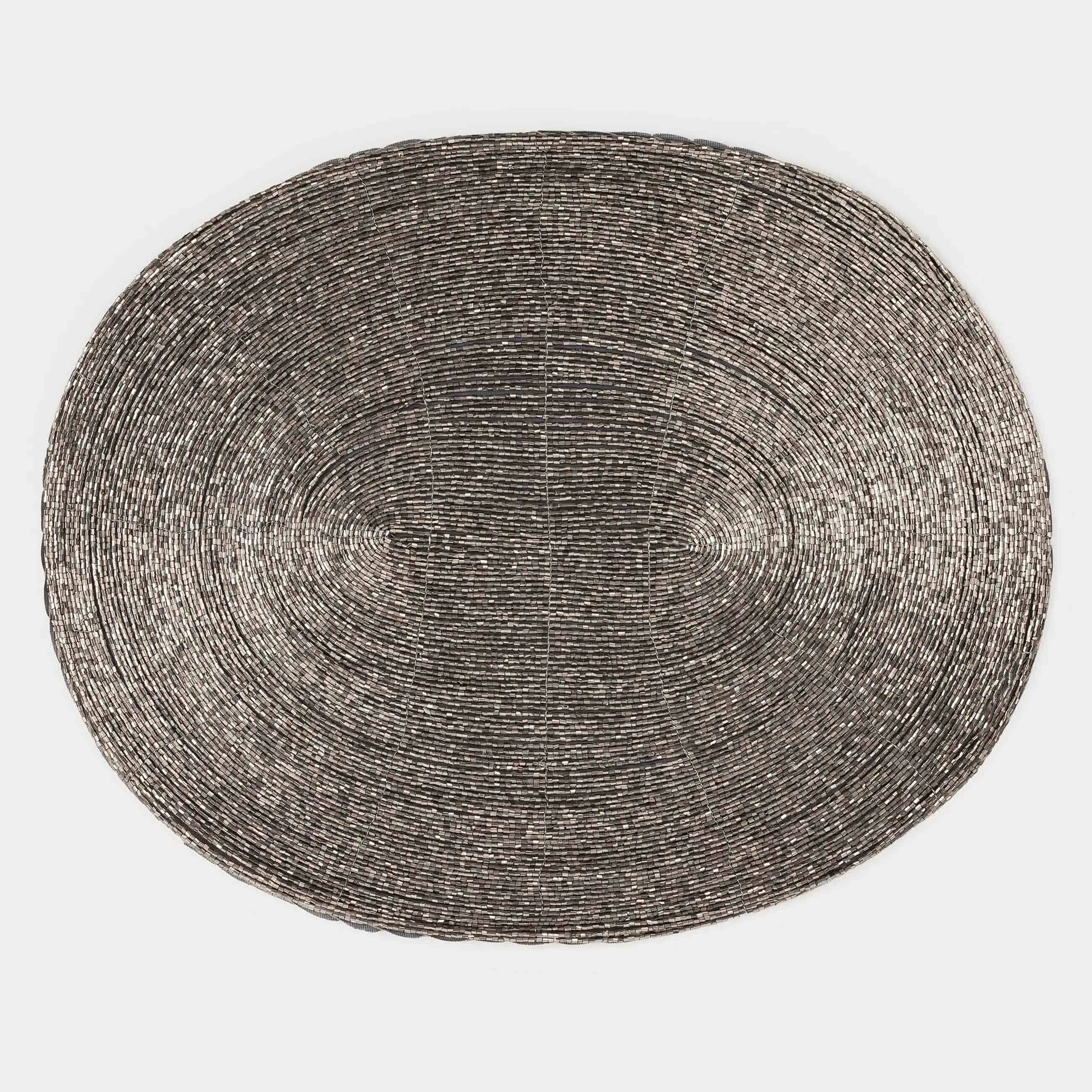 Napkin for appliances, 31x41 cm, beads, oval, dark gray, Shiny beads