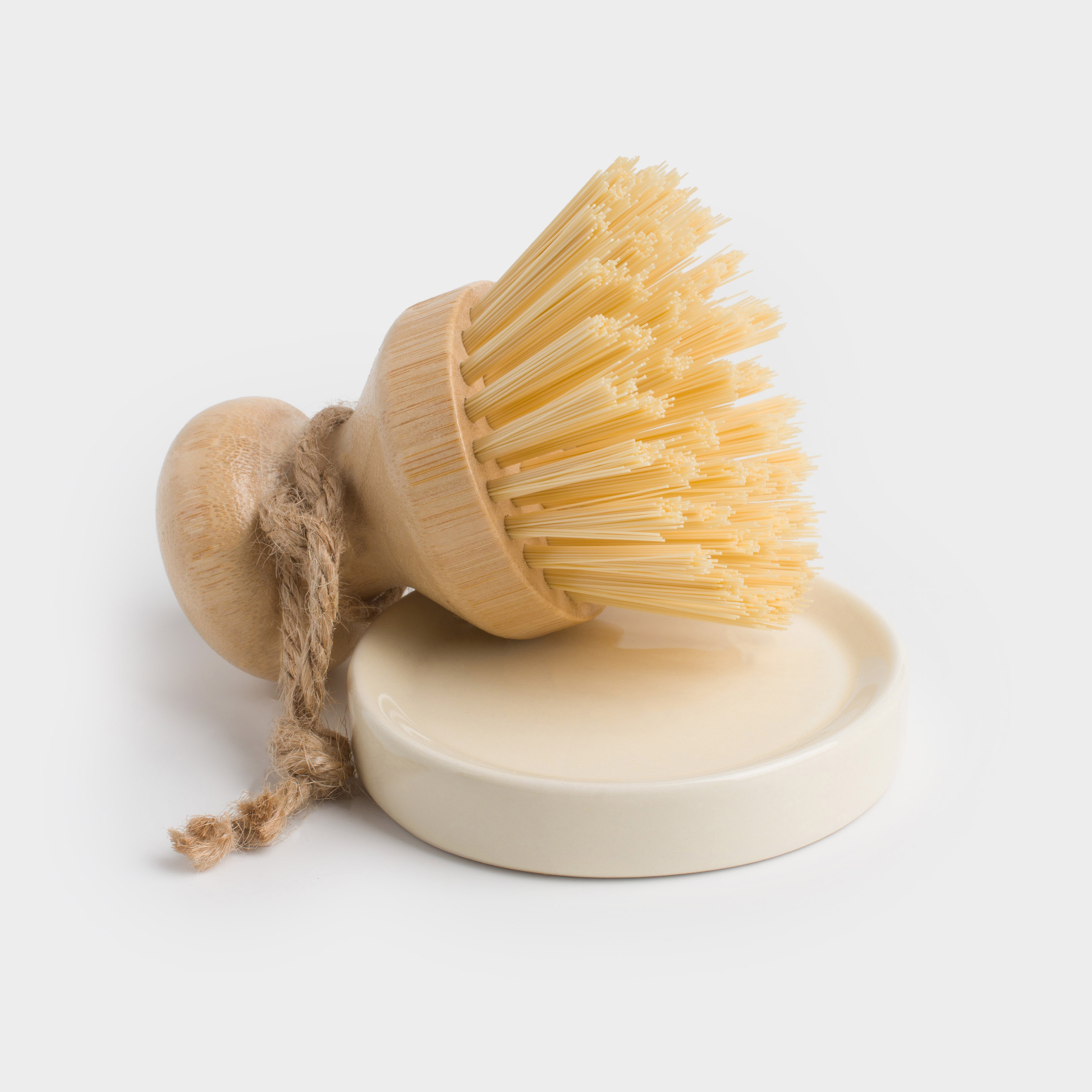 Dish washing brush, 9 cm, on a stand, bamboo / ceramic, Galori