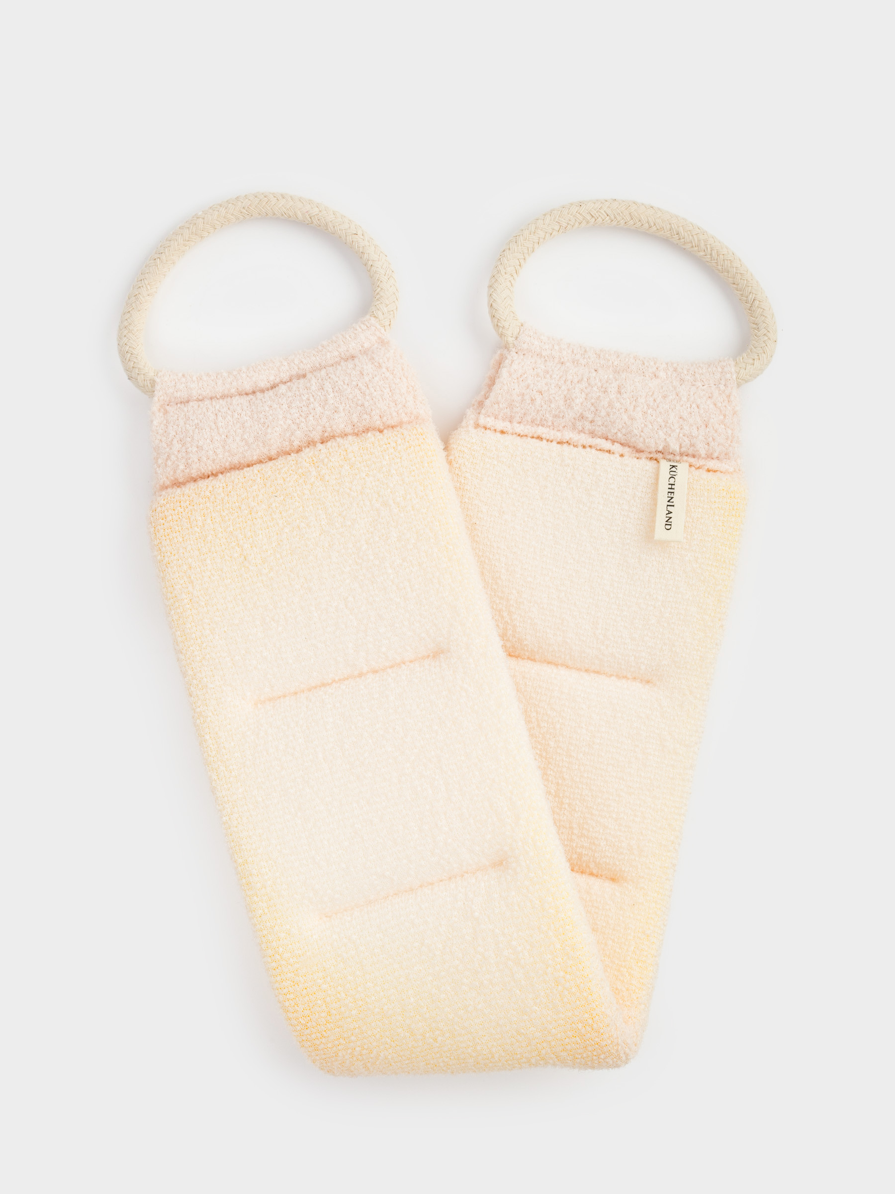 Shower set, 2 pcs, washcloth-tape/washcloth-sponge, nylon / cotton, beige, Unique spa, image-3