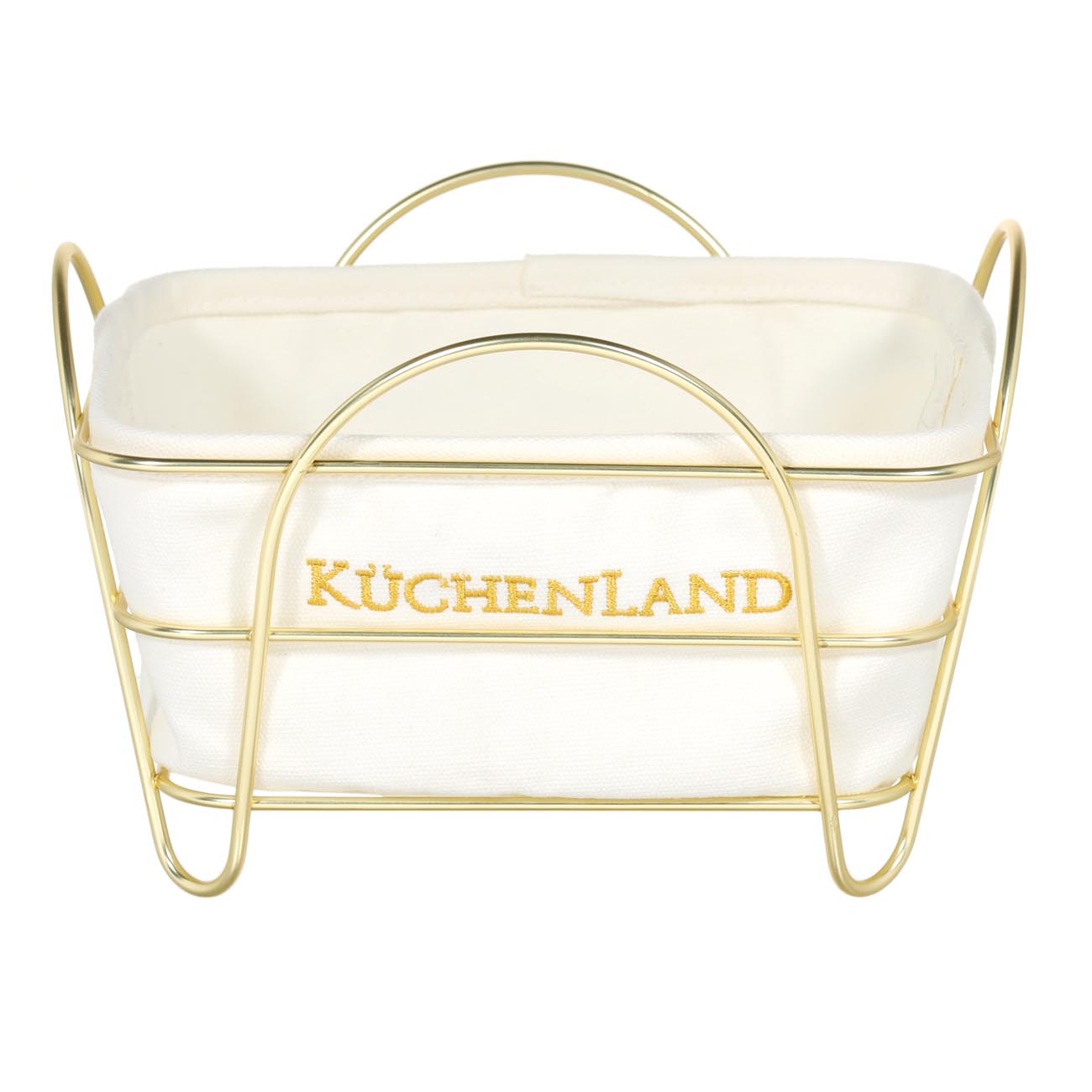 Bread basket, 21x21 cm, cotton / metal, square, ecru/gold, Twist gold, image-0
