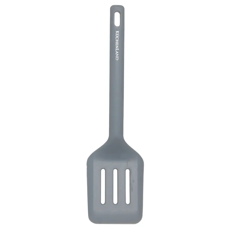 Spatula, 30 cm, slotted, Silicone, Grey, Grey steel ,image-0