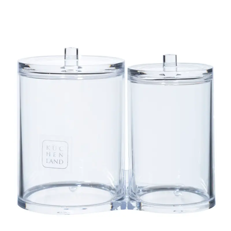 Container for cotton pads/sticks, 15x12 cm, 2 units, with lid, plastic, Basic ,image-0