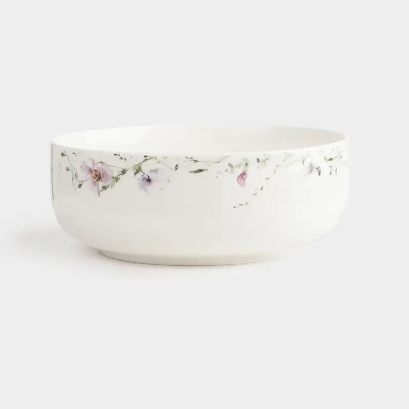 Salad bowl, 16x6 cm, 700 ml, porcelain N, white, Lilac flowers, Floret, image-0