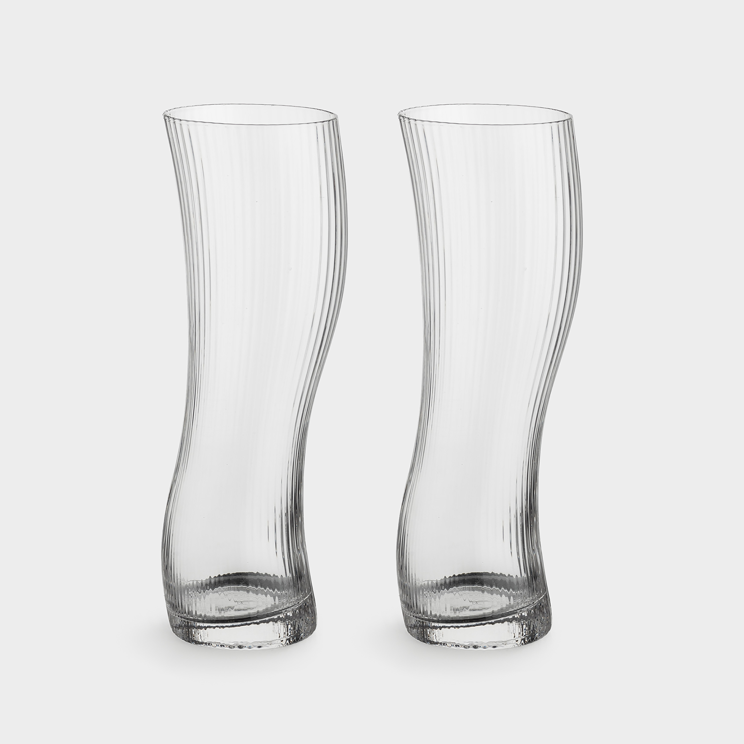 Drinking glass, 23 cm, 600 ml, 2 pcs, glass R, Bend, Ribby, image-0