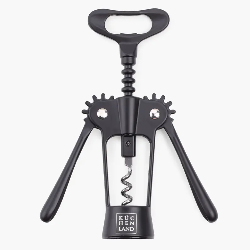 Lever corkscrew, 18 cm, metal, black, Start black ,image-0