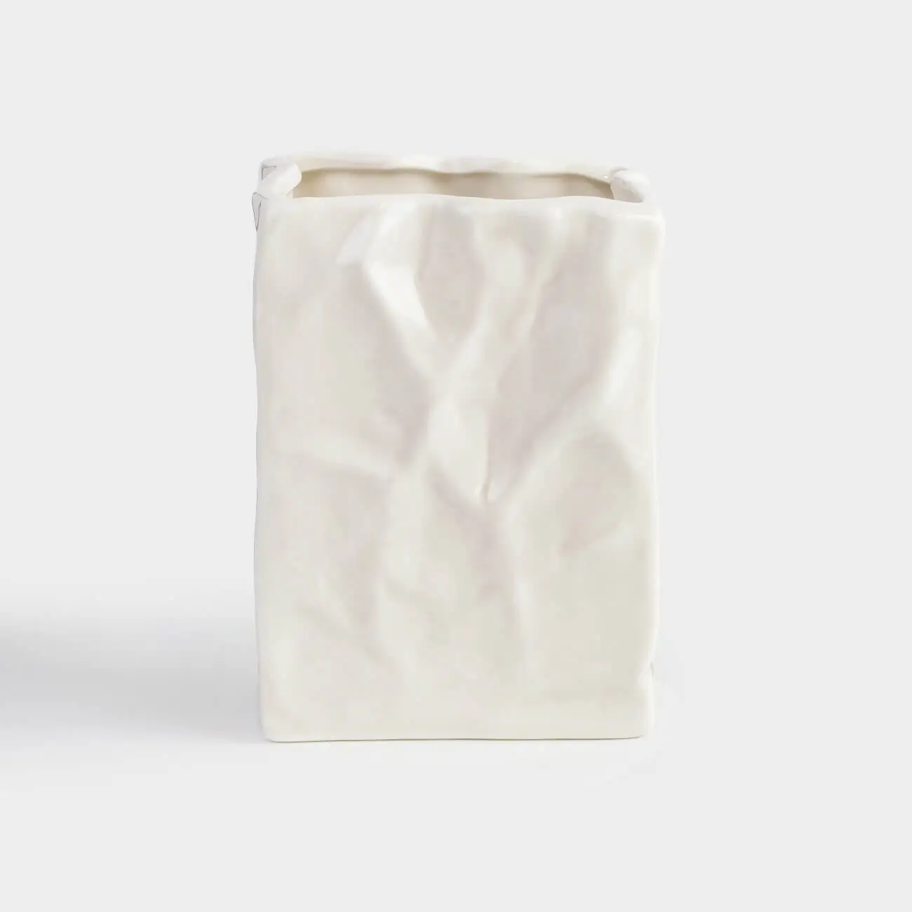 Toothbrush holder, 12 cm, porcelain P, grey-beige, Crumpled effect, Crumple bath, image-0