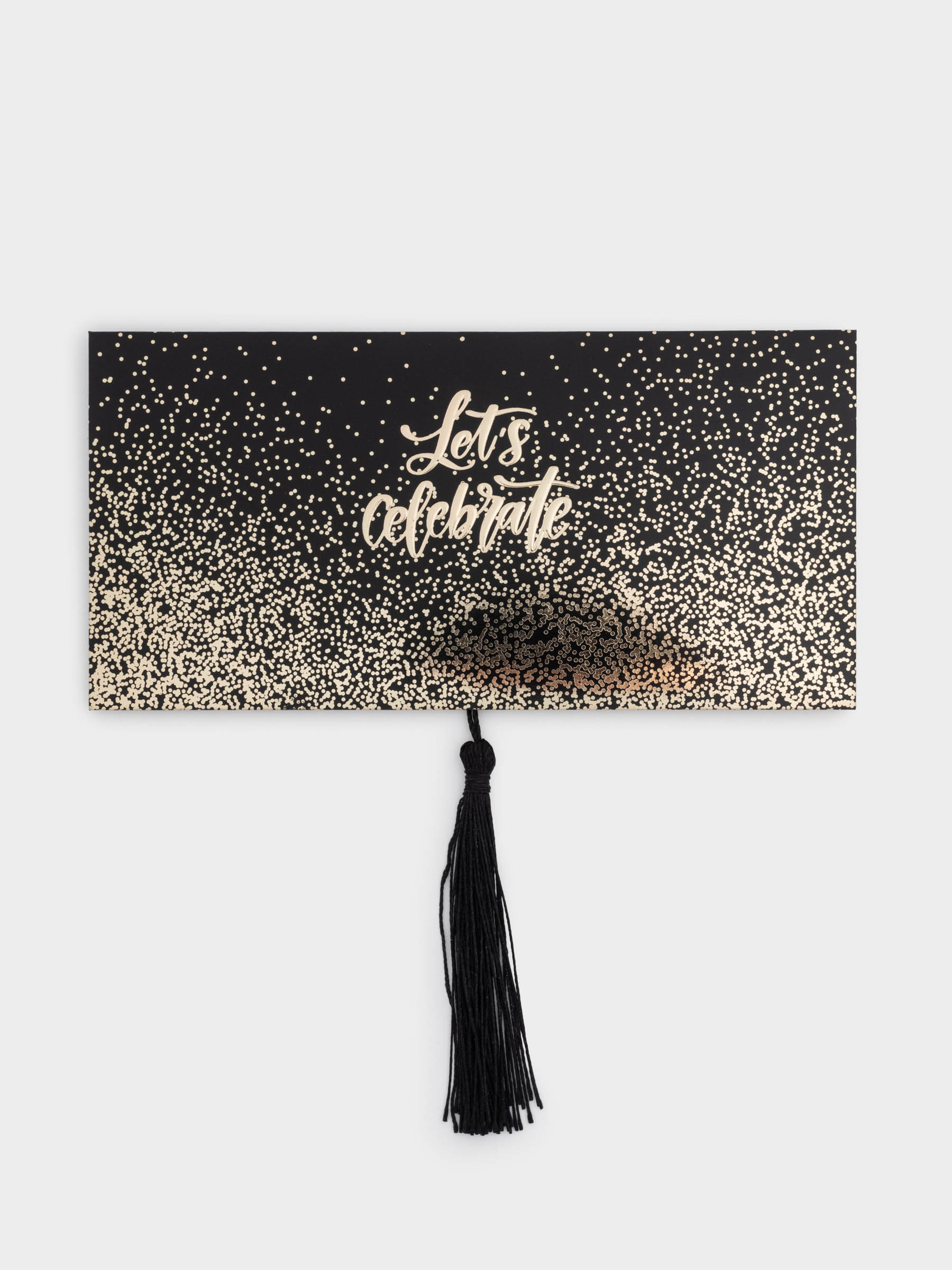 Gift envelope, 16x8 cm, with fringe, paper, black, Glitter, Sparkle, image-1