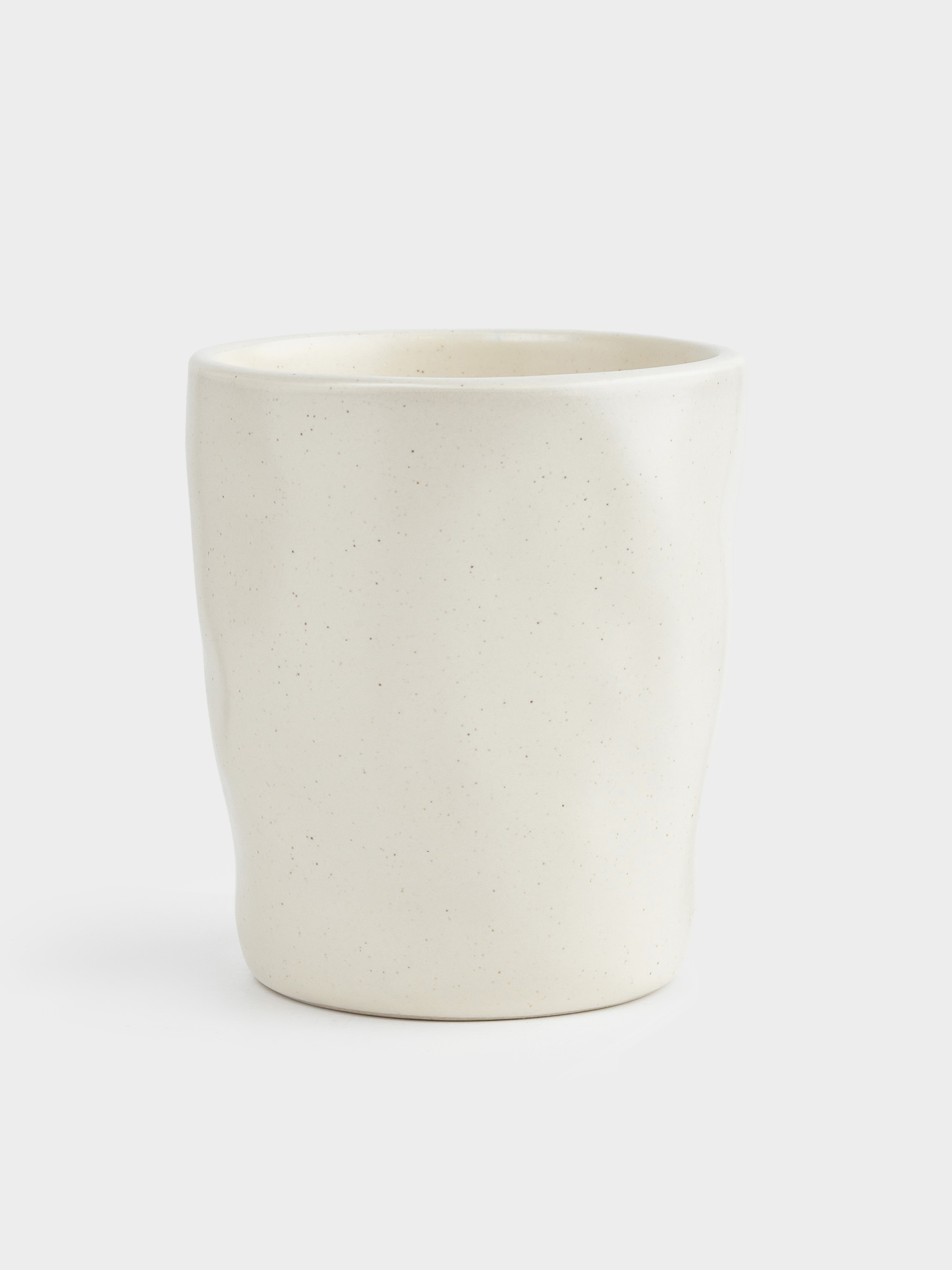 Glass, 10 cm, 300 ml, ceramic, milky, Crumpled effect, Crumple creme, image-0