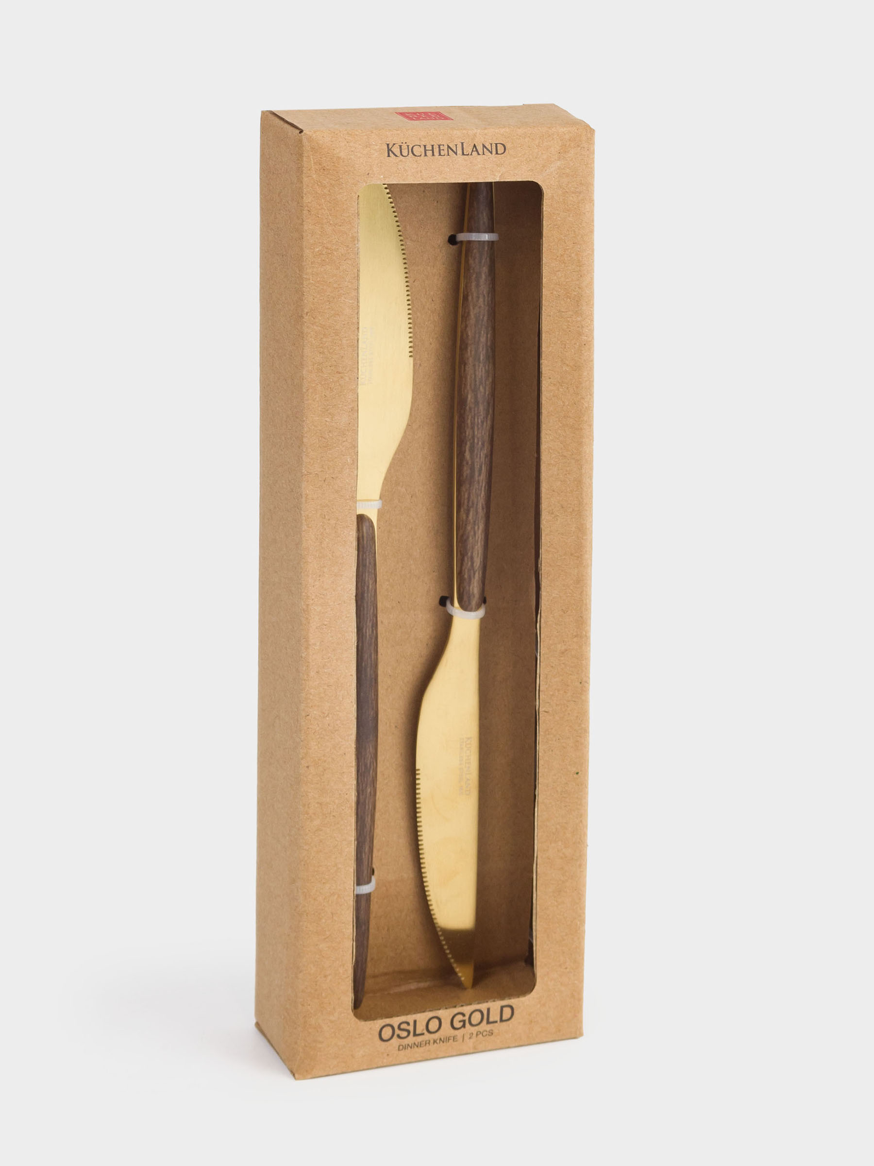 Table knife, 2 pcs, steel / plastic, gold, matt, Oslo gold, image-4