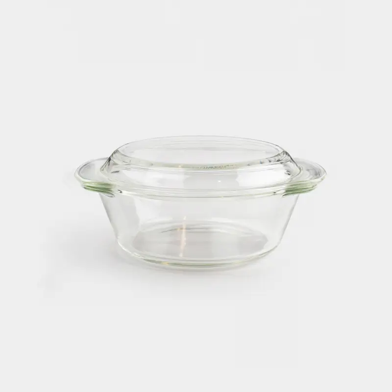 Baking dish, 17 cm, 1 L, with lid, glass T, round, Cook