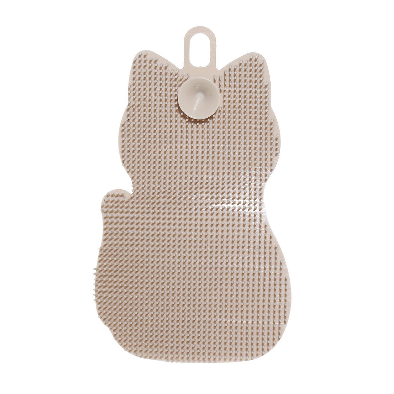 Dish washing sponge, 14 cm, Silicone, Beige, Cat, Manny