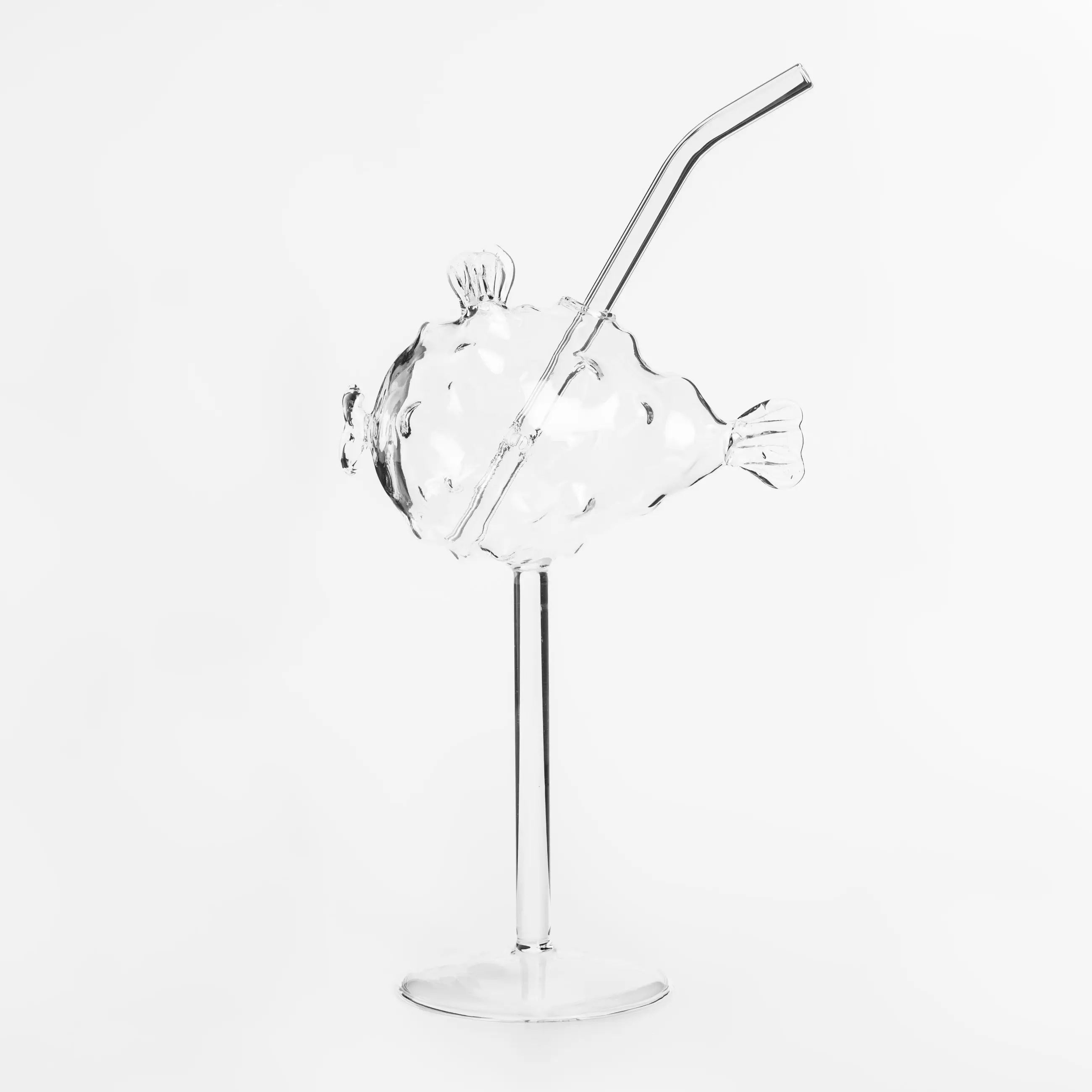 Glass, 210 ml, with tube, glass, Puffer fish, Deep sea, image-0