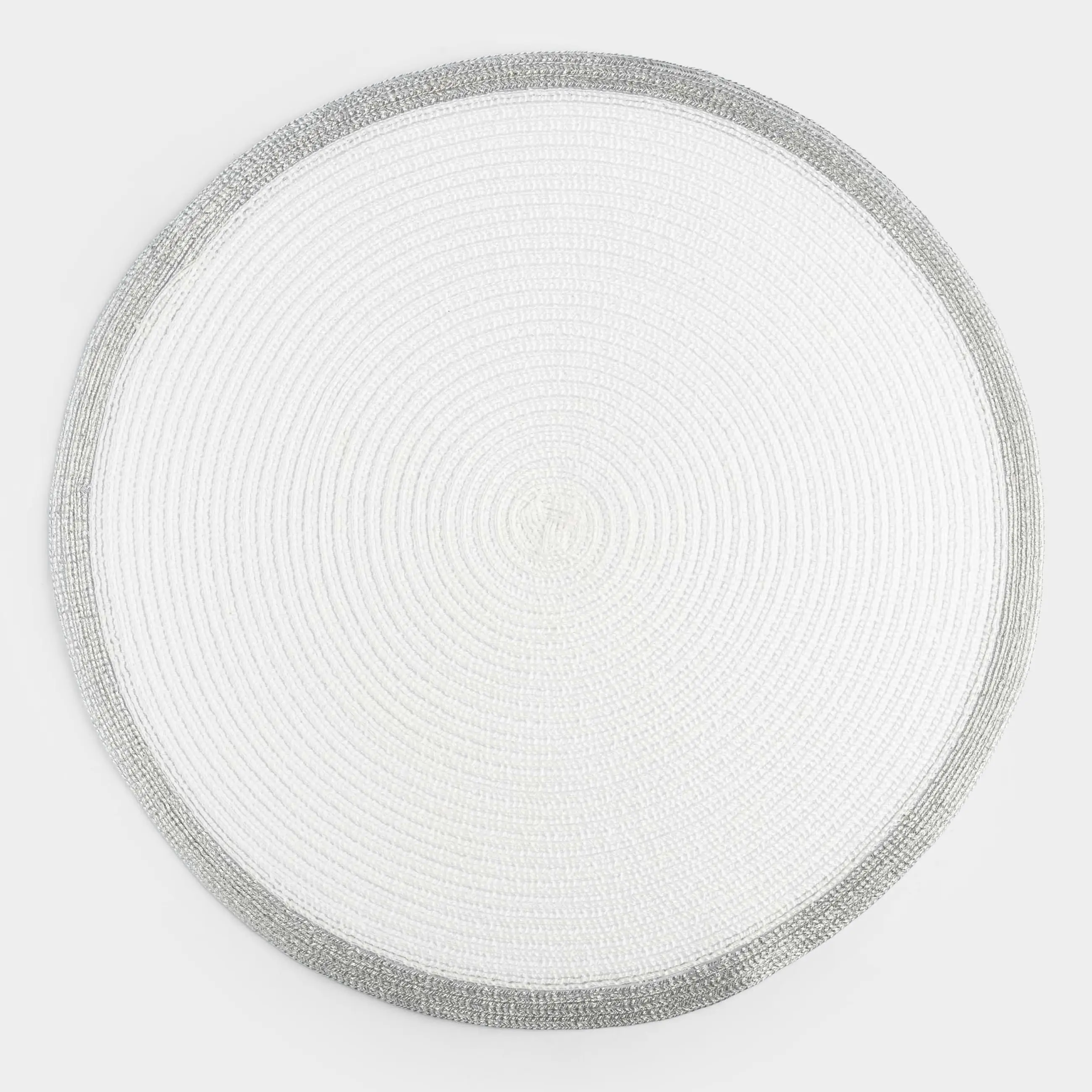 Instrument napkin, 38 cm, polyester, round, white, Silver border, Rotary rim