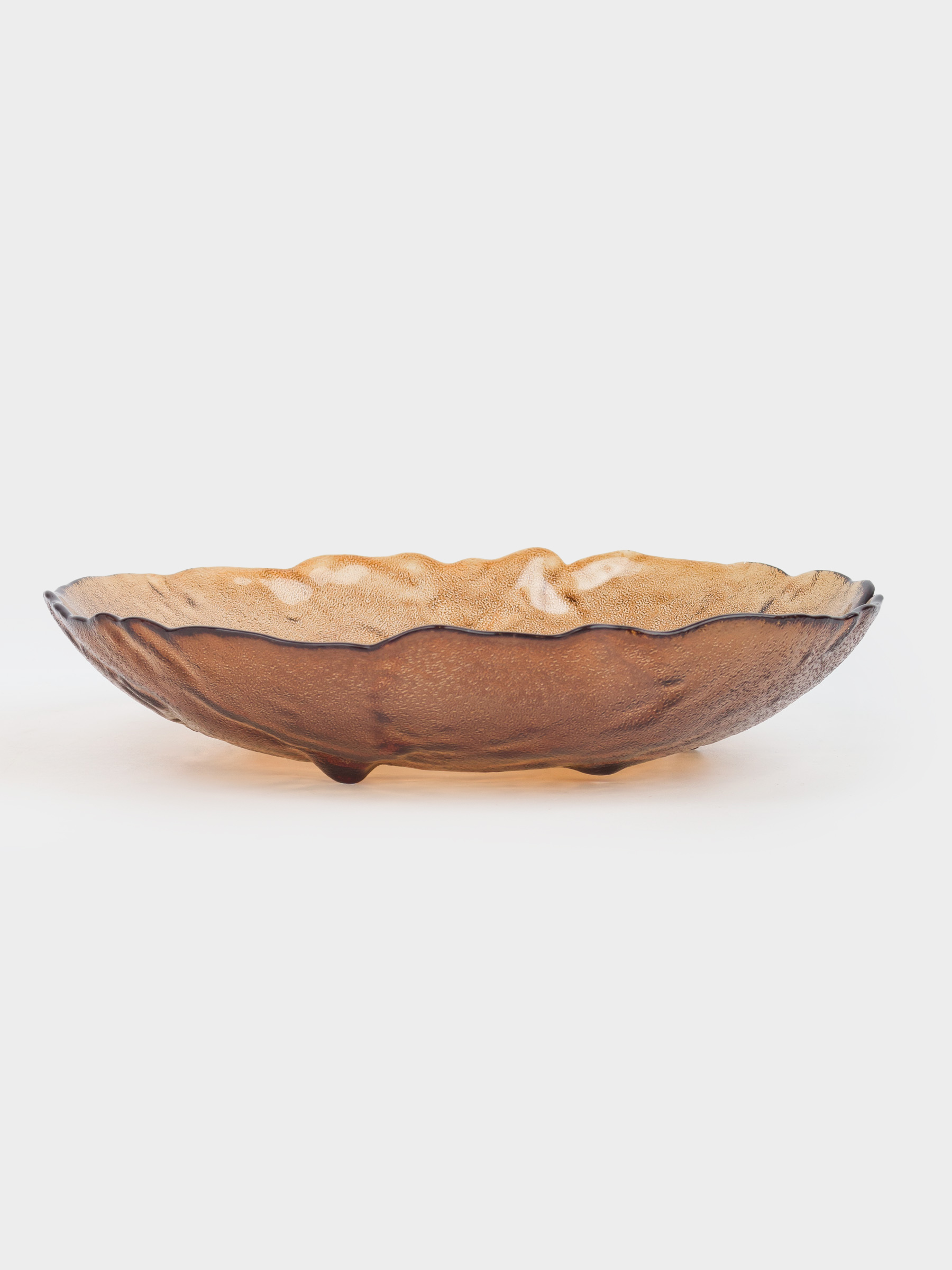 Deep dish, 22x5 cm, glass, amber, Glacial color, image-0