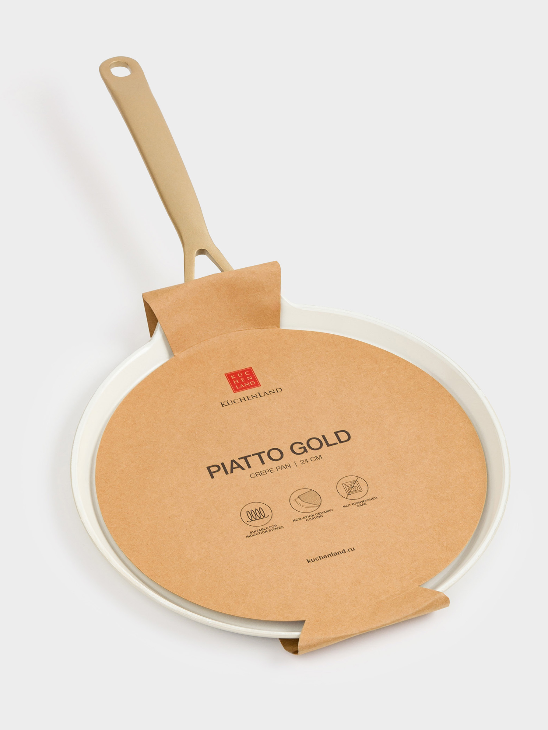Pancake pan, 24 cm, coated, aluminum, milky, Piatto gold, image-5
