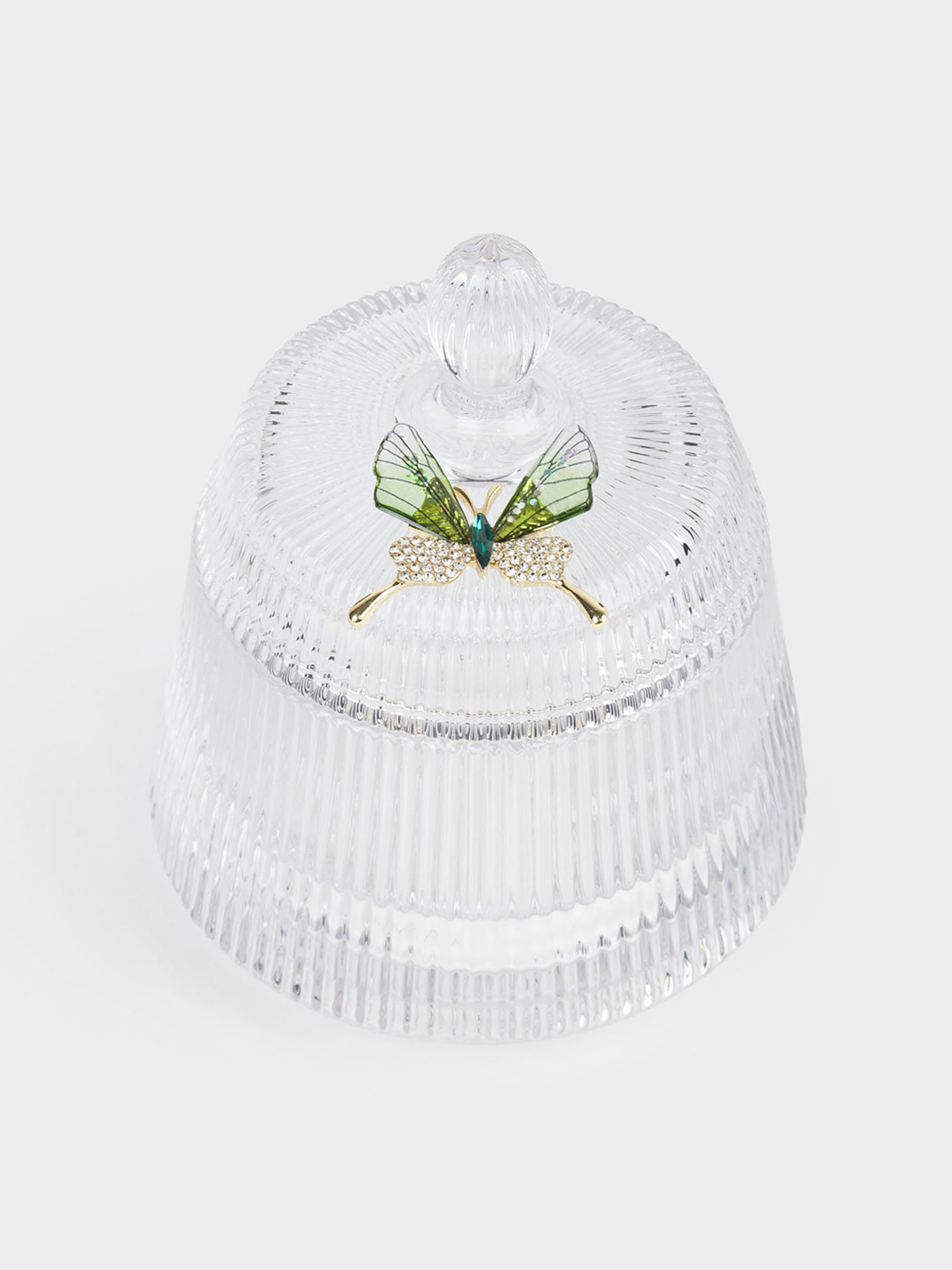 Storage container, 11x13 cm, 250 ml, glass R / rhinestones, Butterfly, Butterfly, image-1