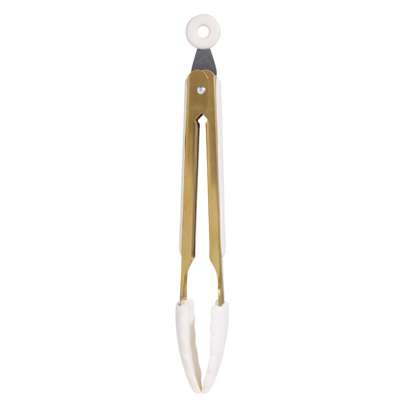 Kitchen tongs, 27 cm, steel / silicone, golden milky, Bello gold