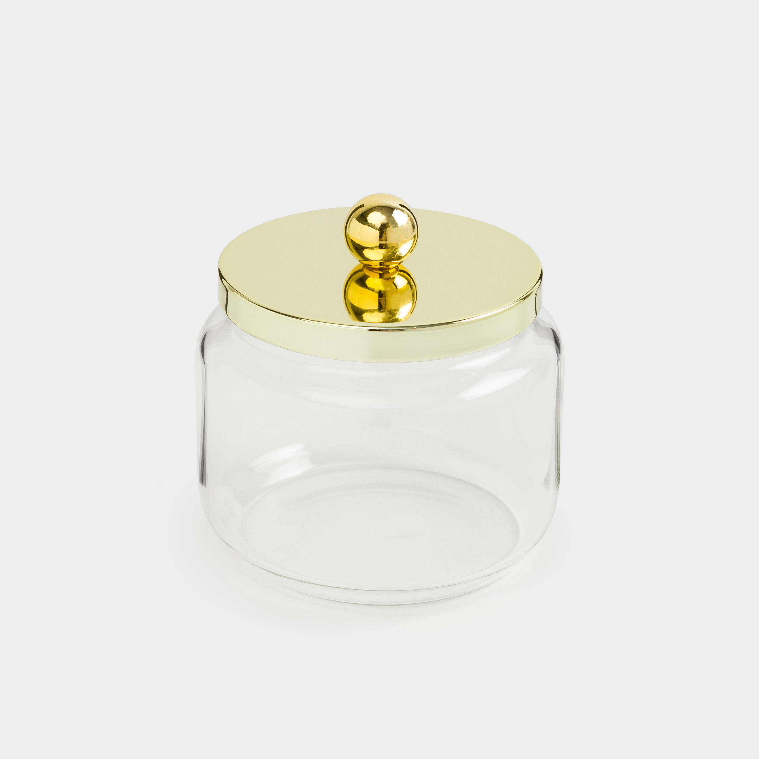 Storage container, 9x9 cm, 300 ml, glass / metal, golden, Classic gold