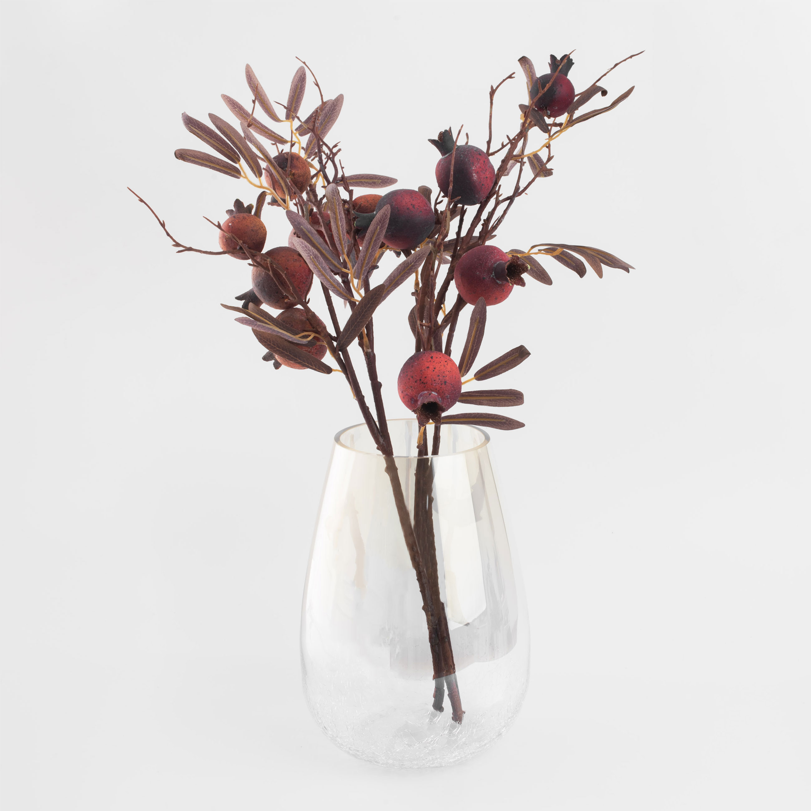 Flower vase, 26 cm, glass, beige gradient, Craquelure, Ice