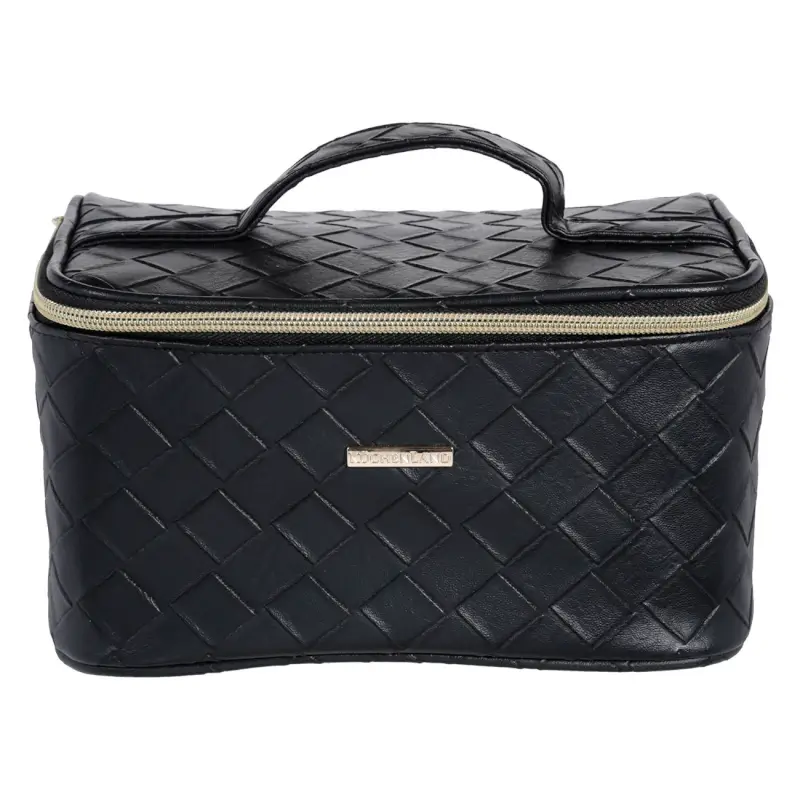 Cosmetic bag, 23x13 cm, with handle, polyurethane, black, Sennit ,image-0