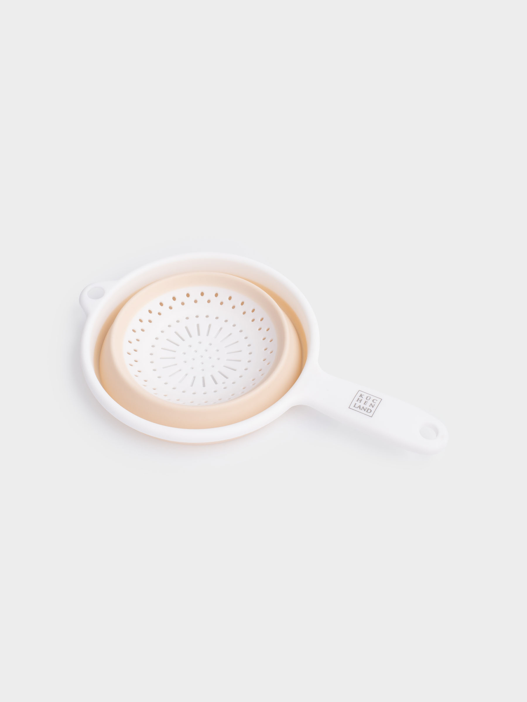 Colander, 33 cm, foldable, with handle, plastic / rubber, gray-beige, Foldaway, image-5