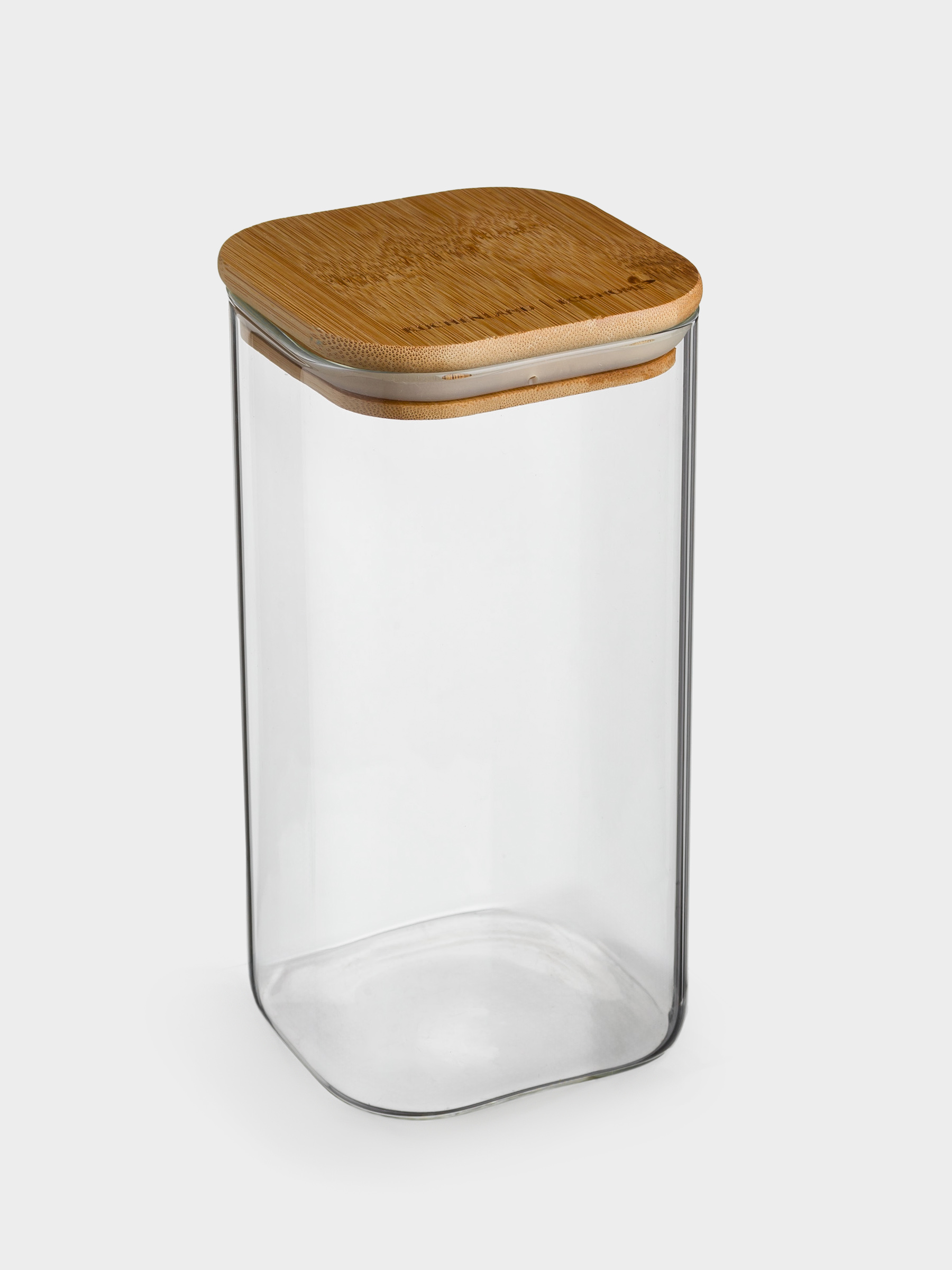 Can for bulk products, 1.5 l, glass / bamboo, square, Home made, image-2