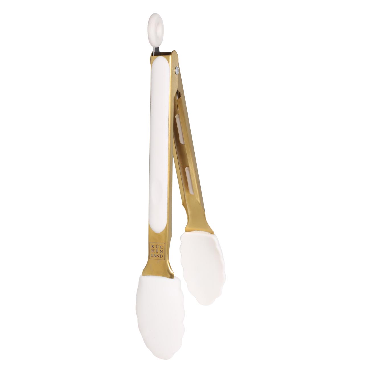 Kitchen tongs, 27 cm, steel / silicone, golden milky, Bello gold