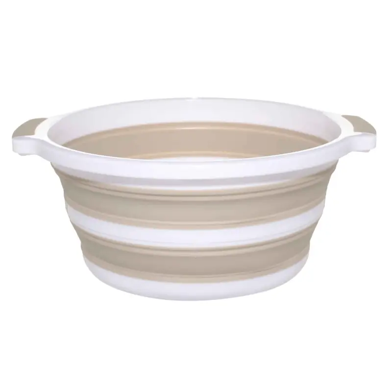 Foldable basin, 10 l, plastic / rubber, gray-beige, Foldaway ,image-0