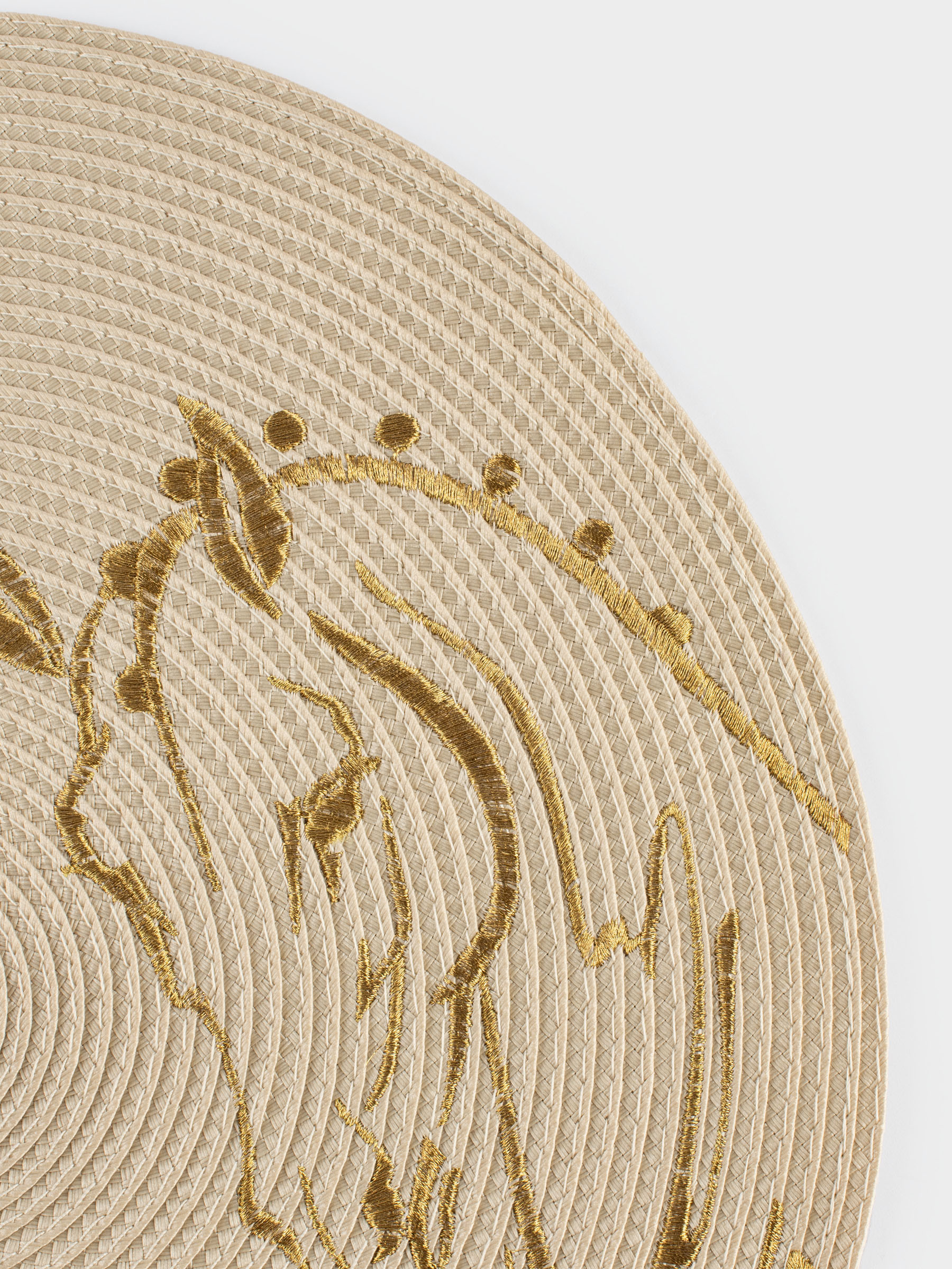Placemat, 38 cm, polyester, round, milky, Horses, Circle embroidery, image-2