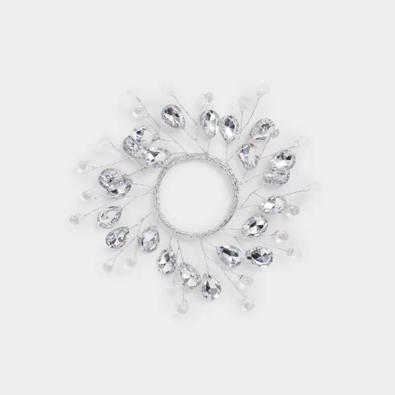 Napkin ring, 5 cm, plastic / acrylic, silver, Crystals, Crystal decor