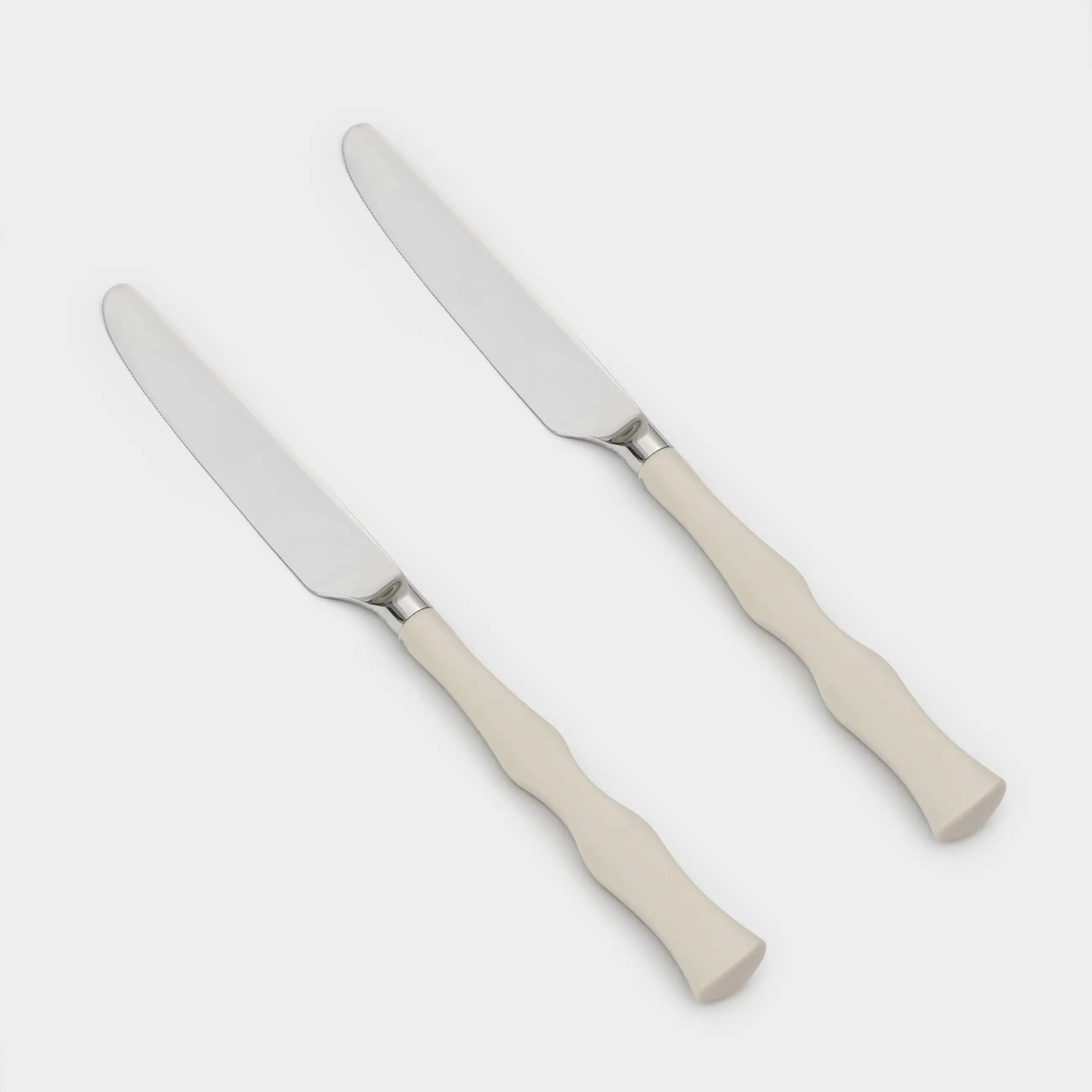 Table knife, 2 pcs, steel / plastic, beige, Bends, Toronto
