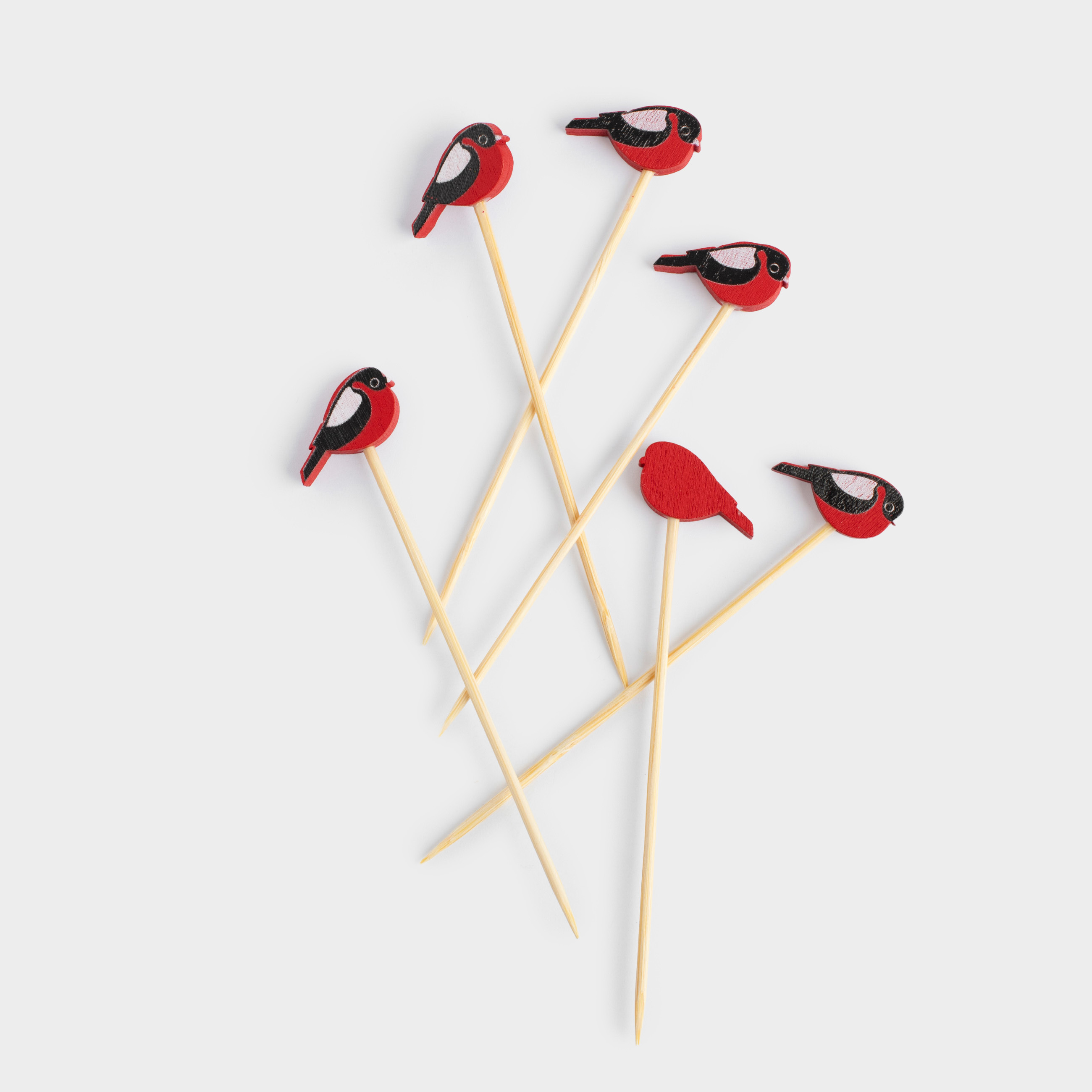 Canape skewers, 9 cm, 20 pcs, bamboo, red and black, Bullfinch, Elegant details, image-1