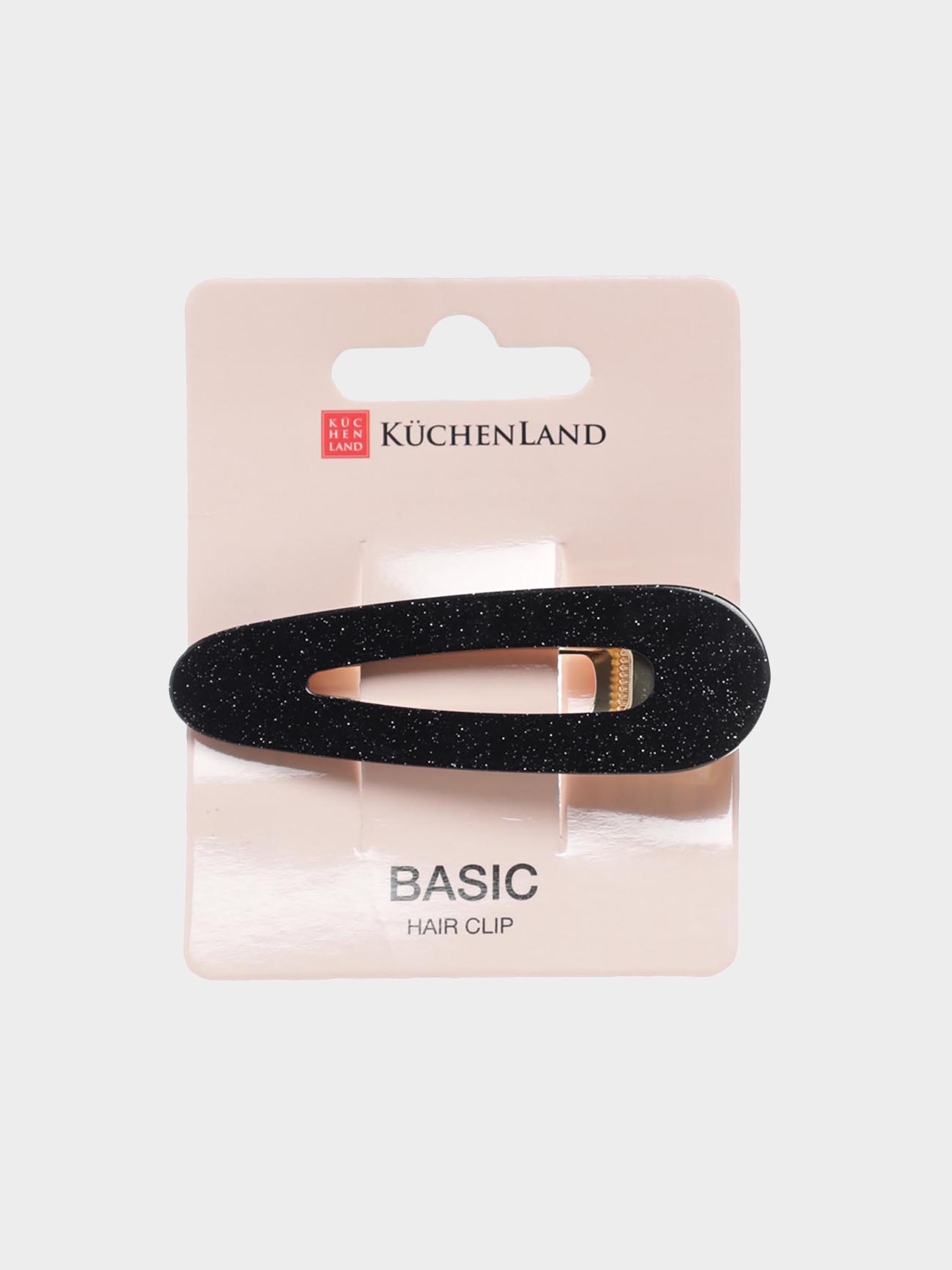 Hair clip, 7 cm, acrylic / metal, Black, Basic