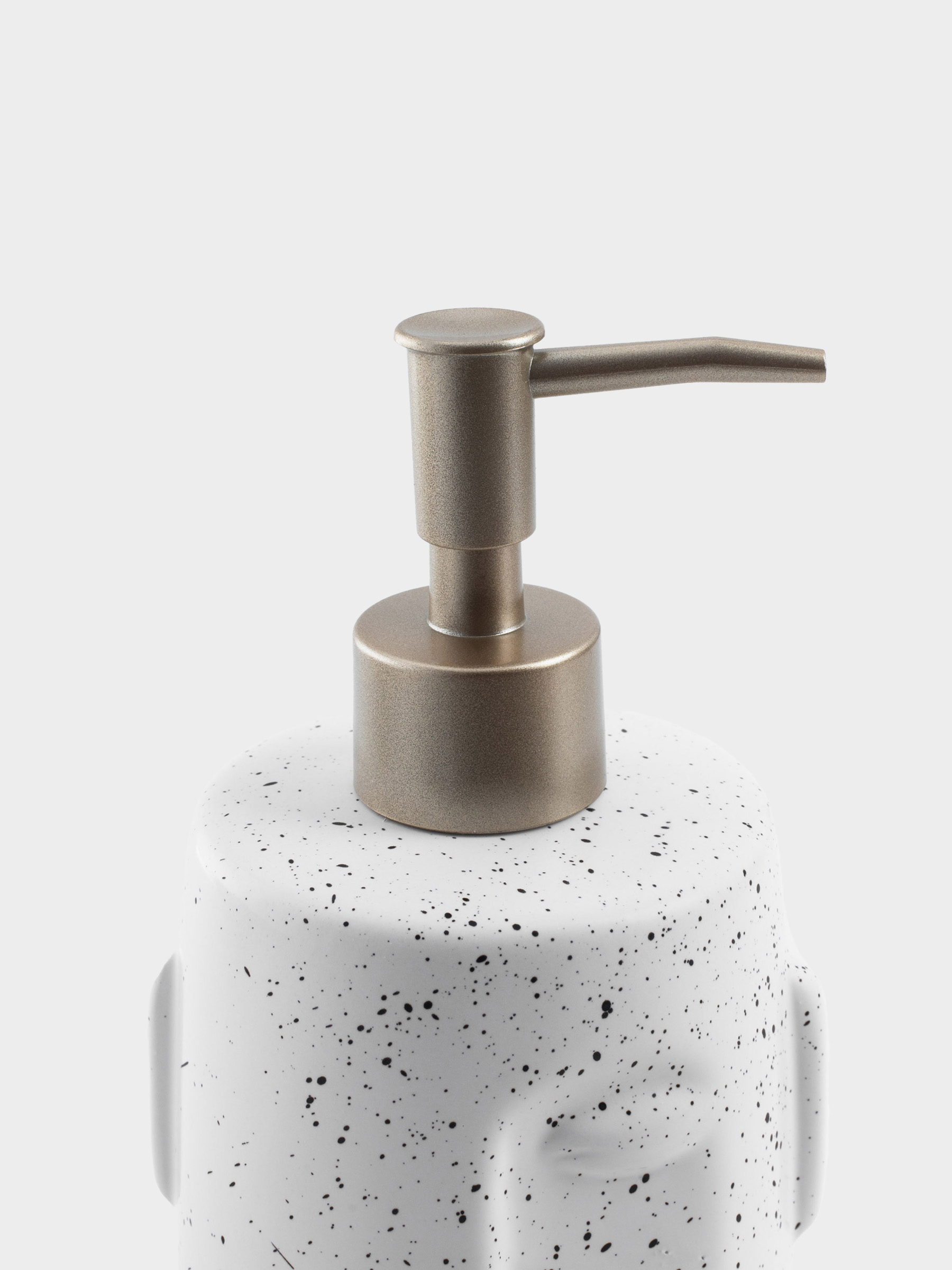 Liquid soap dispenser, 460 ml, Ceramic / Plastic, White, Speckled, Face, Face speckled