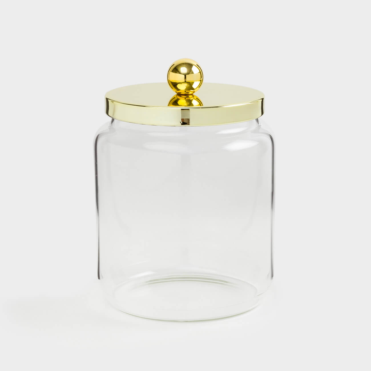 Storage container, 9x12 cm, 450 ml, glass / metal, gold, Classic gold