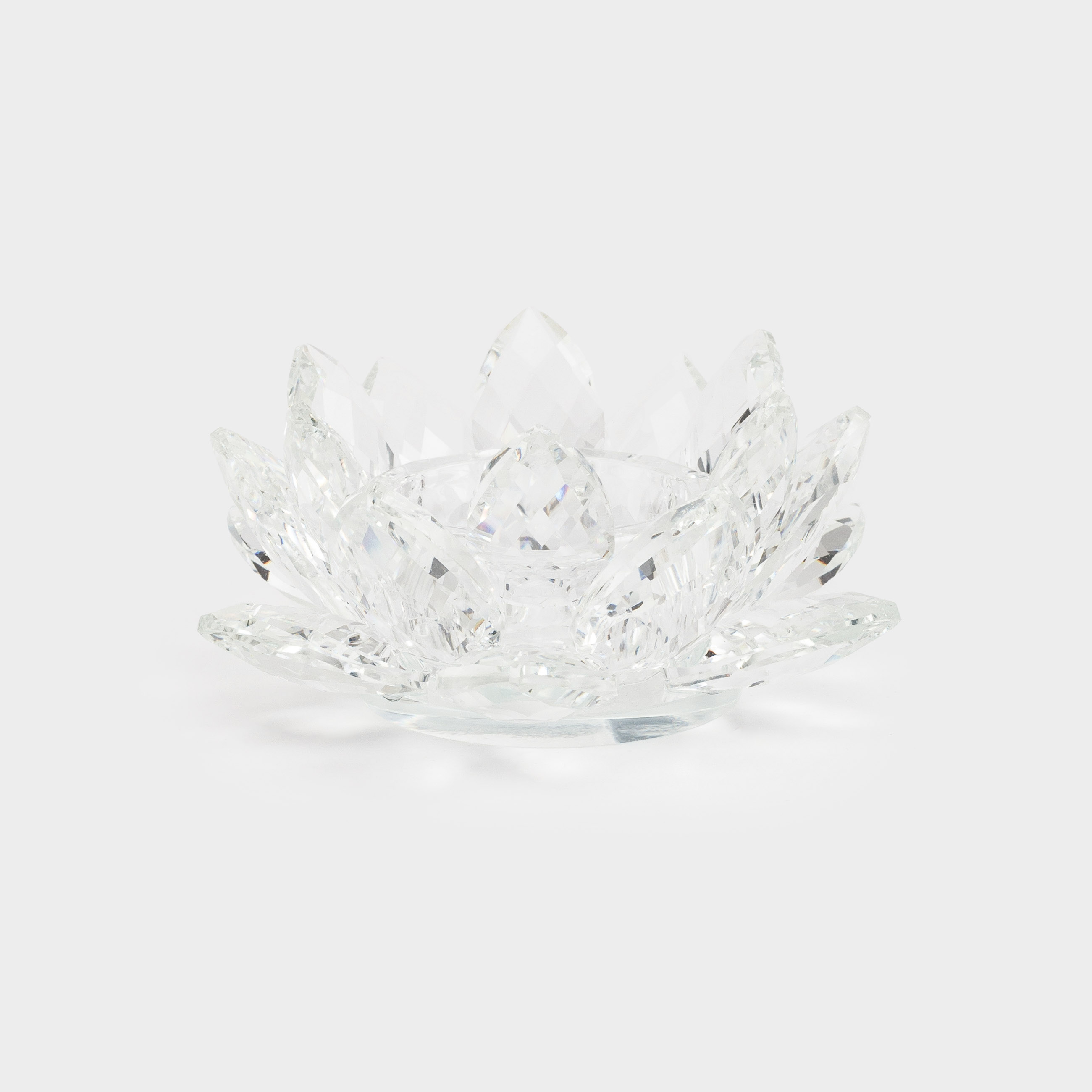 Candlestick, 11 cm, for a tea candle, glass, Flower, Crystal flower