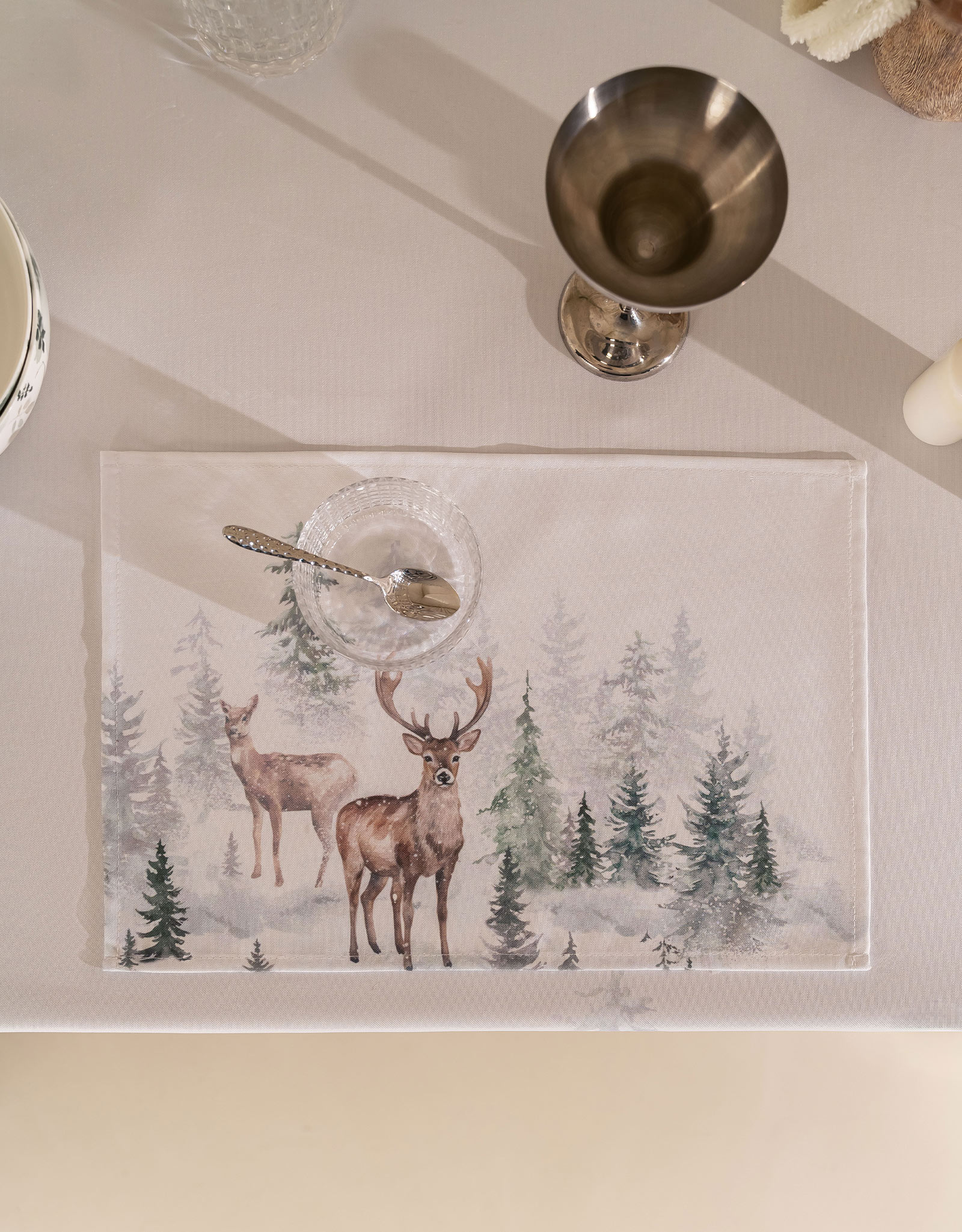 Placemat, 30x45 cm, polyester, rectangular, white, Moose in the forest, Moose story, image-4