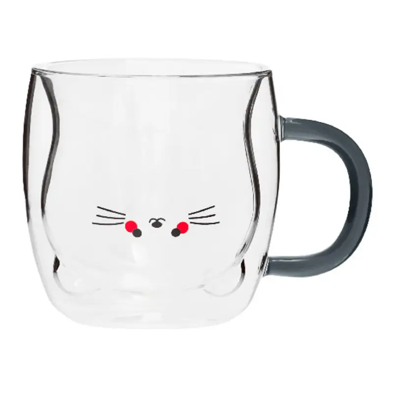 Mug, 300 ml, glass B, Cat upside down, Air shape ,image-0