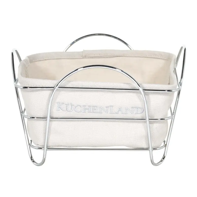 Bread basket, 21x21 cm, cotton/metal, square, Grey/silver, Twist silver ,image-0