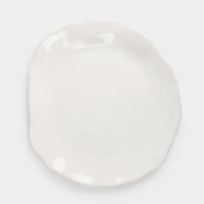 Dinner plate, 27 cm, ceramic, white, Uneven edge, Bumpy ,image-0