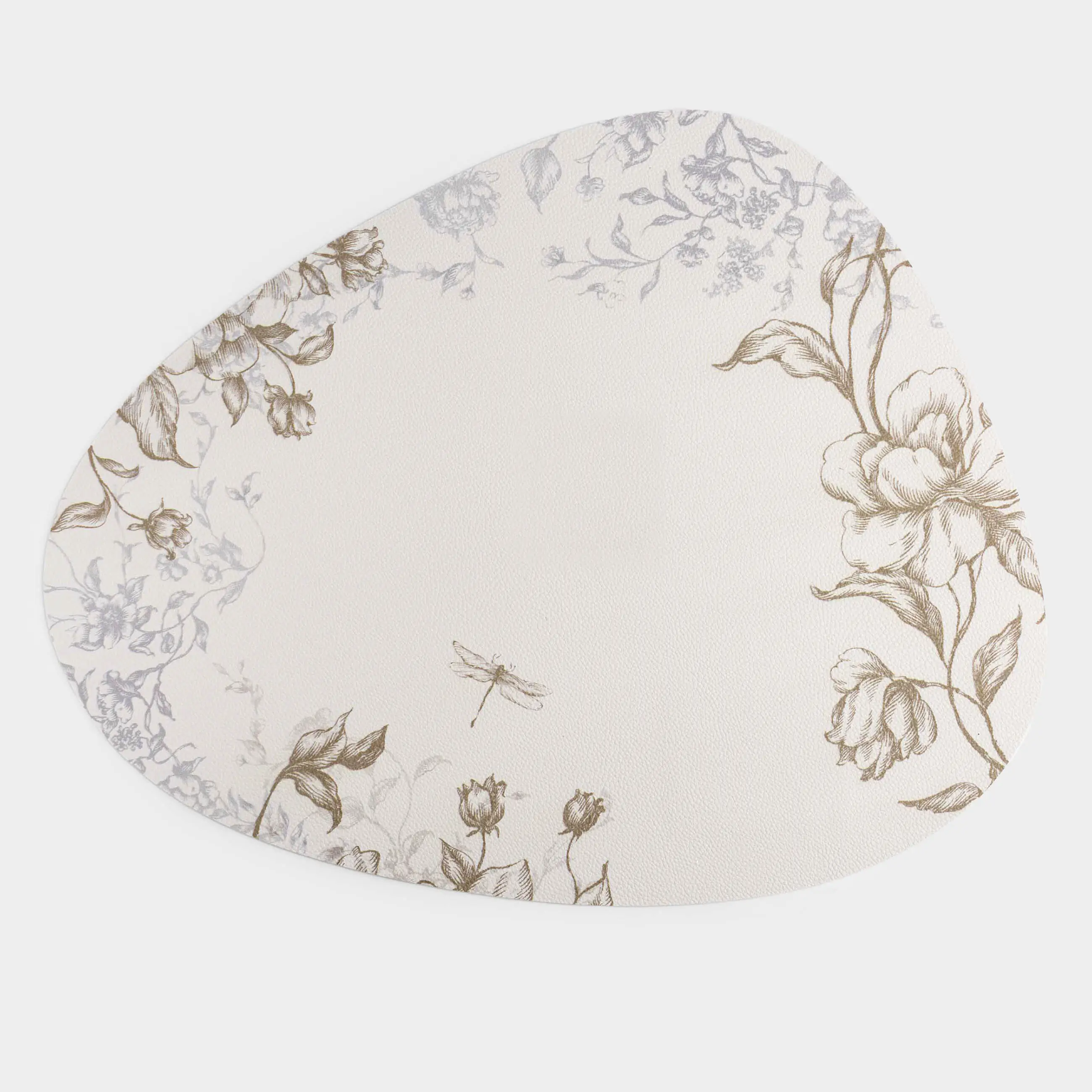 Placemat, 37x45 cm, PVC, curly, white, Graphic flowers, Rock print